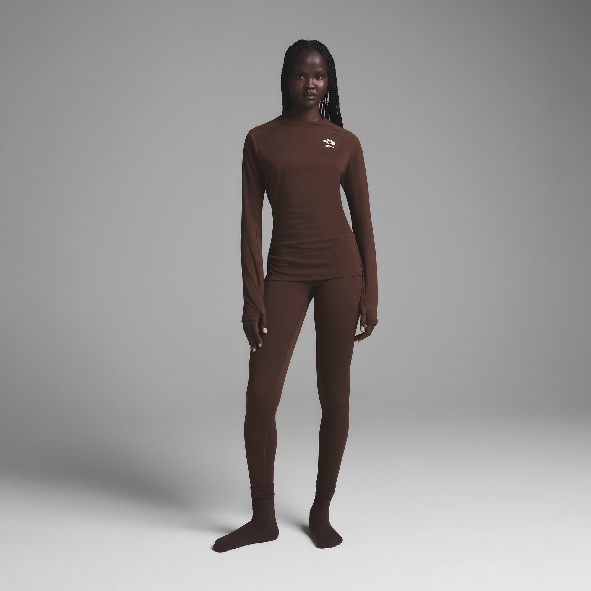 THE NORTH FACE X SKIMS DOTKNIT LONG SLEEVE TOP | COCOA - Image 2