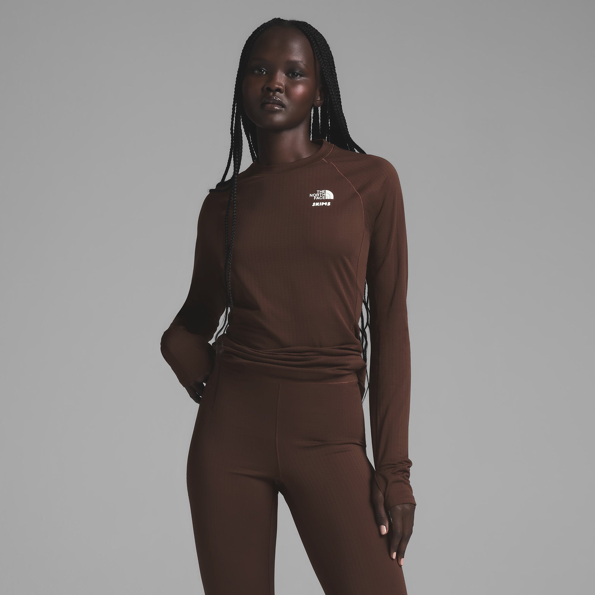 THE NORTH FACE X SKIMS DOTKNIT LONG SLEEVE TOP | COCOA