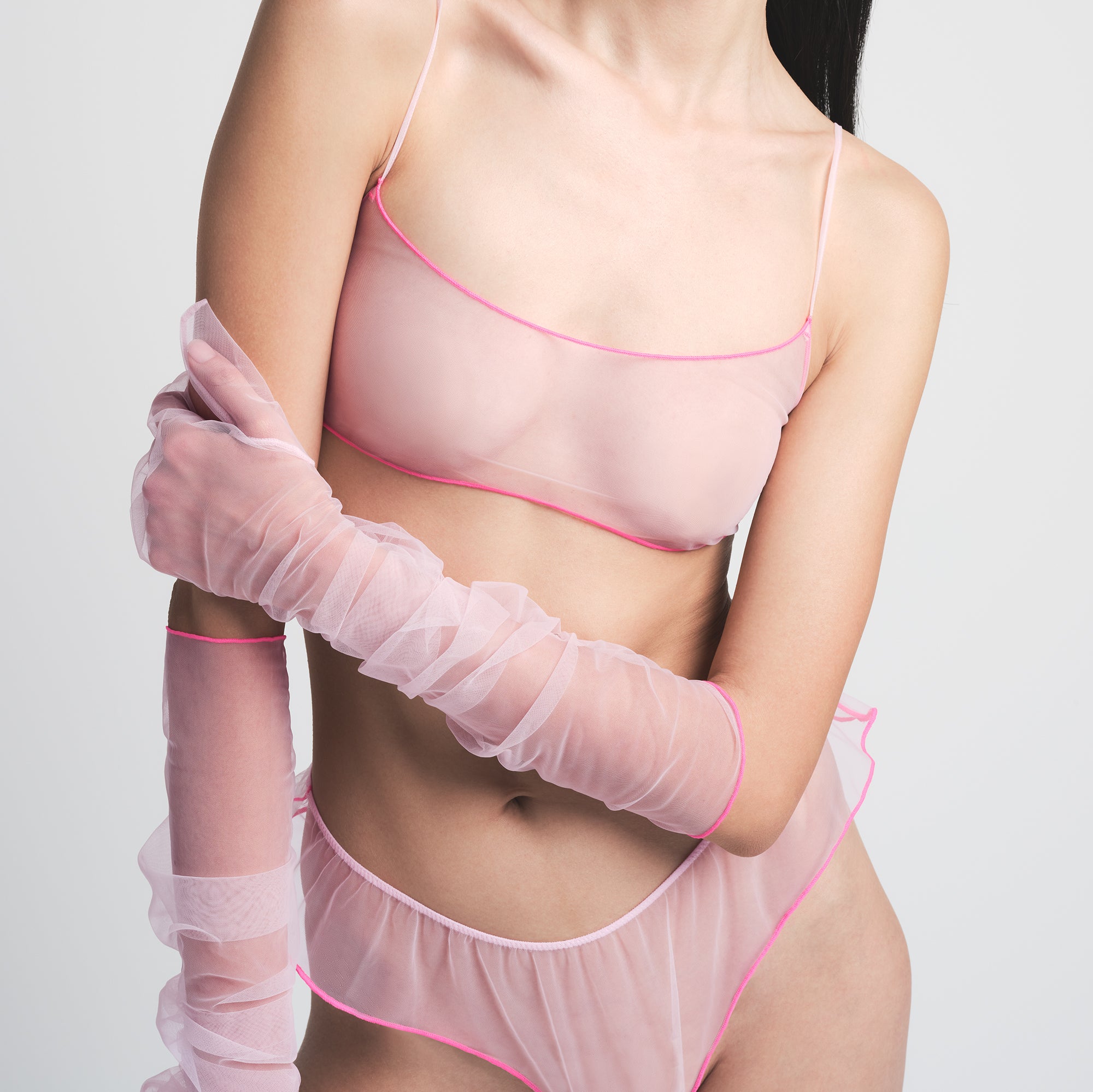 TULLE GLOVES | CHERRY BLOSSOM CONTRAST - Image 3