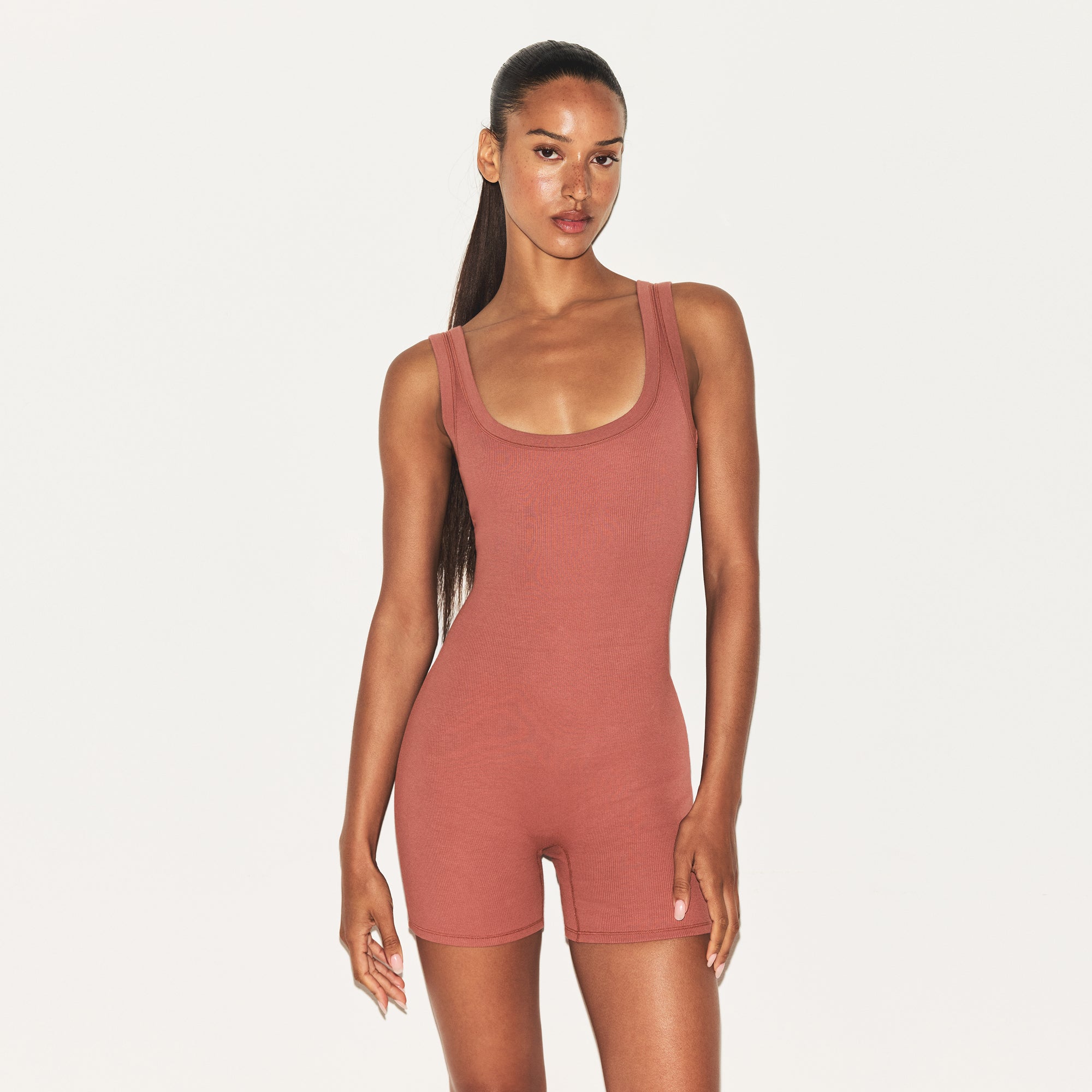 COTTON RIB ONESIE | REDWOOD
