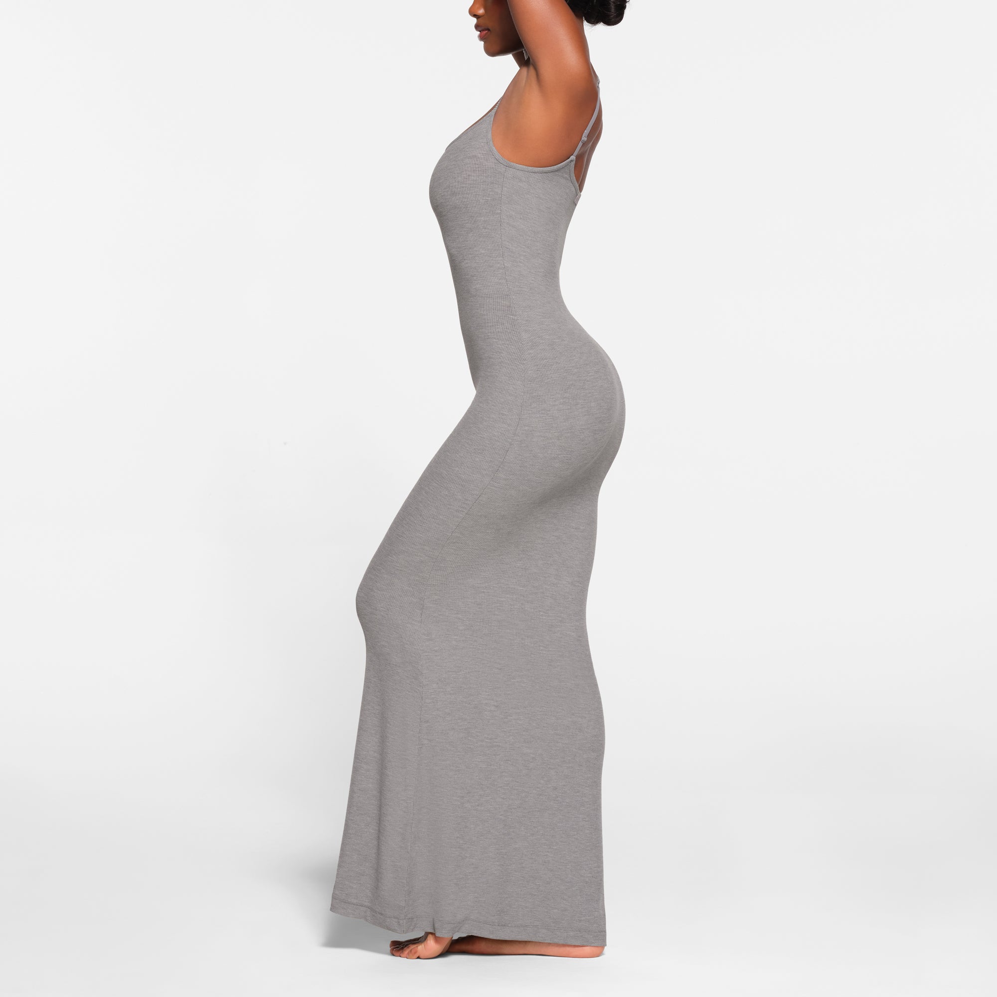 SOFT LOUNGE LONG SLIP DRESS | HEATHER GREY - Image 2