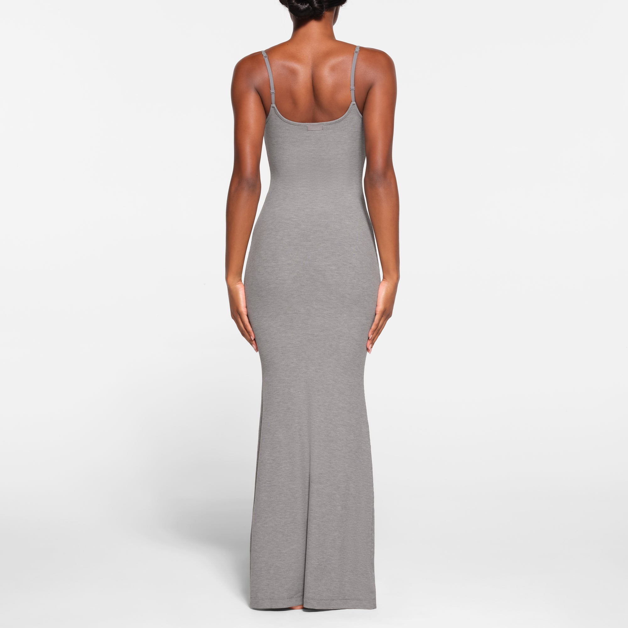 SOFT LOUNGE LONG SLIP DRESS | HEATHER GREY - Image 3