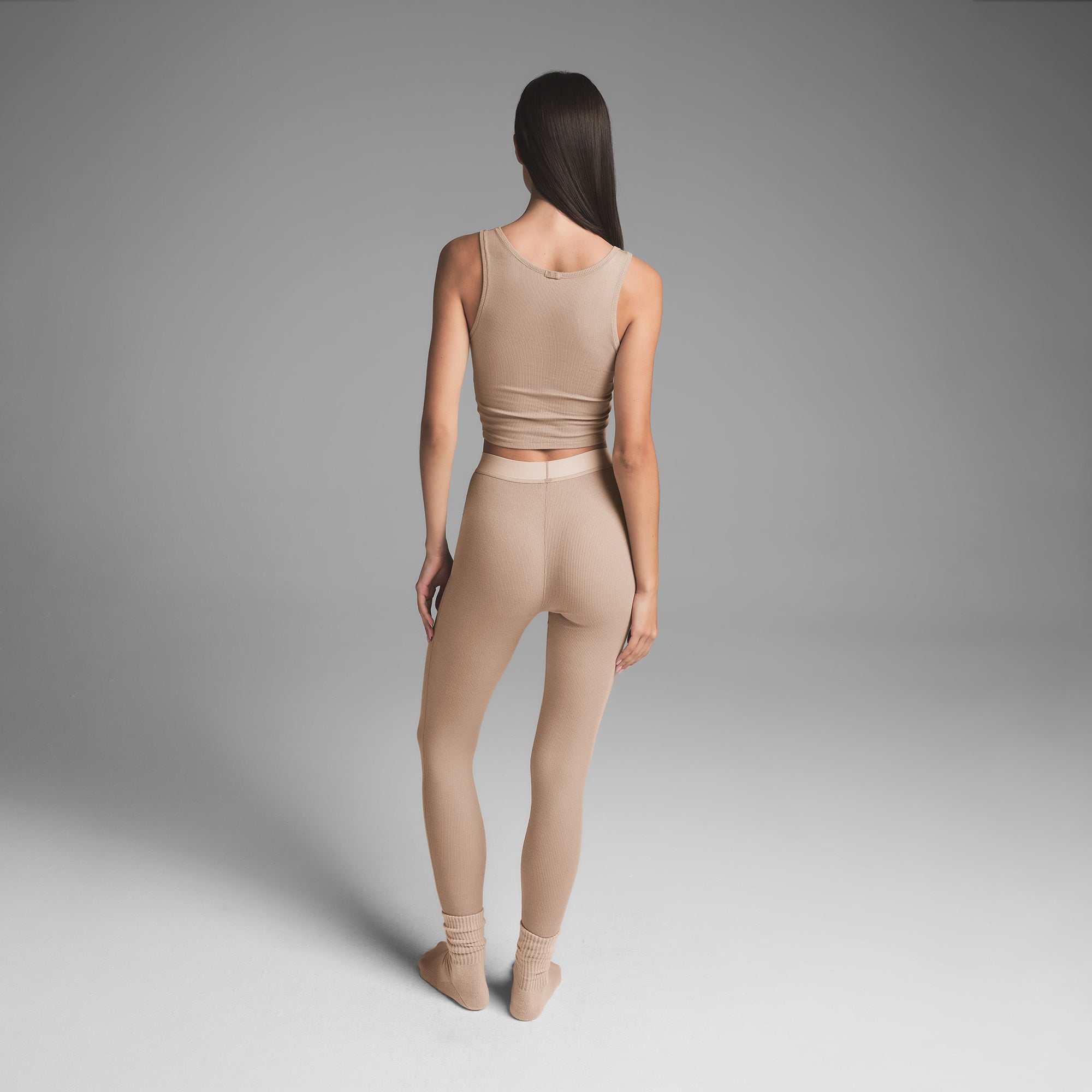 COTTON RIB LEGGING | LATTE - Image 4