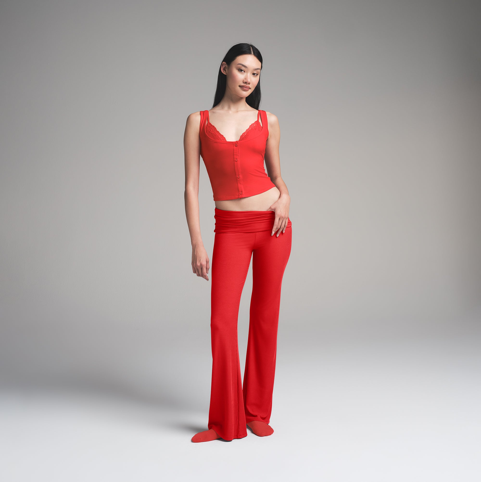 SOFT LOUNGE FOLDOVER PANT | CHERRY