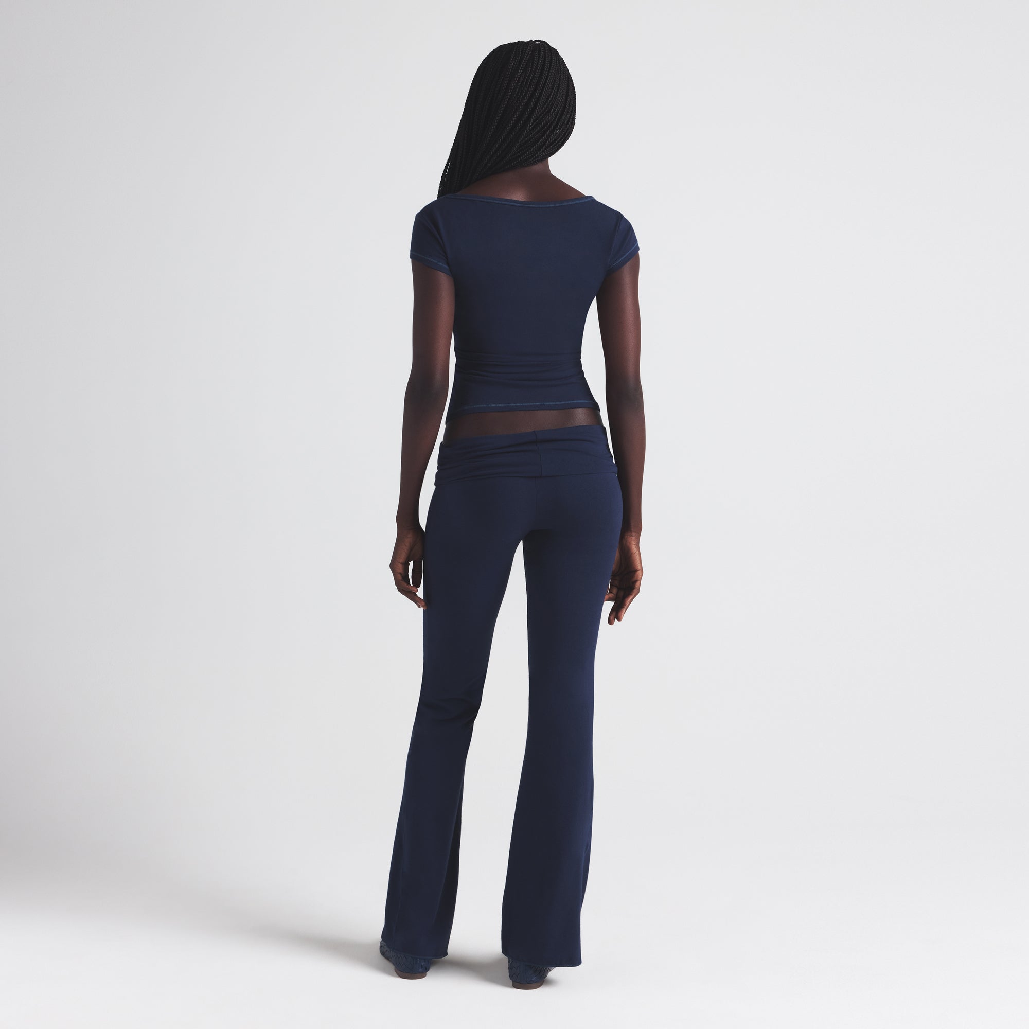 COTTON JERSEY FOLDOVER PANT | NAVY - Image 2