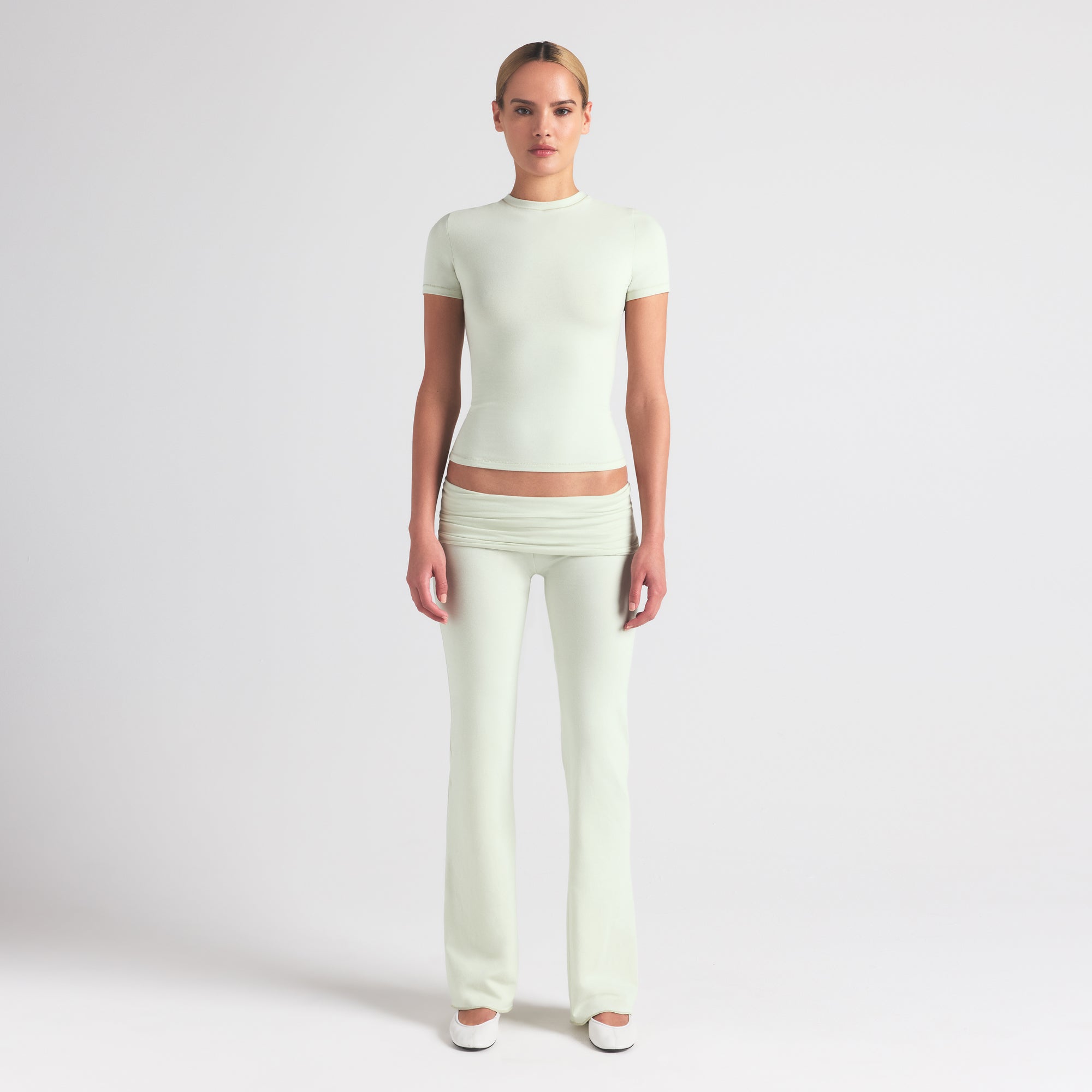 COTTON JERSEY FOLDOVER PANT | SPEARMINT