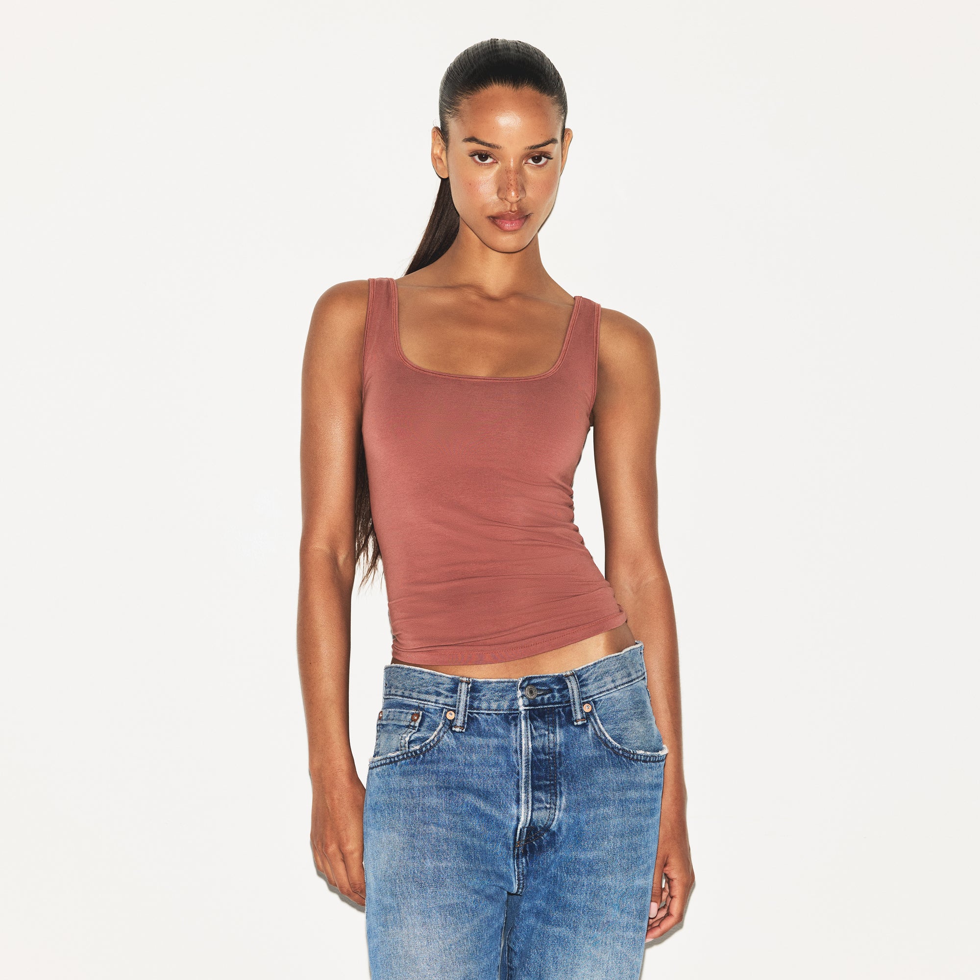 COTTON JERSEY TANK | REDWOOD - Image 4