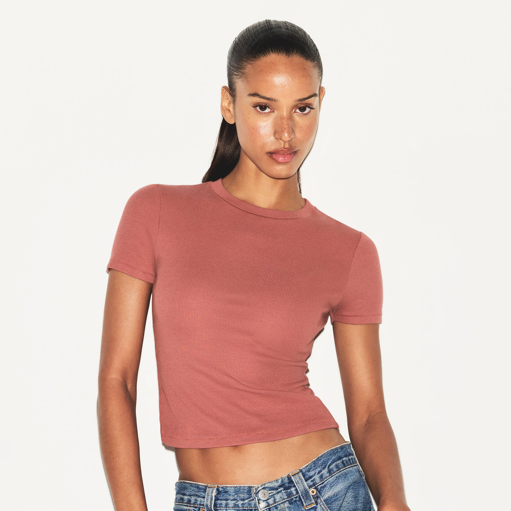 COTTON RIB T-SHIRT | REDWOOD