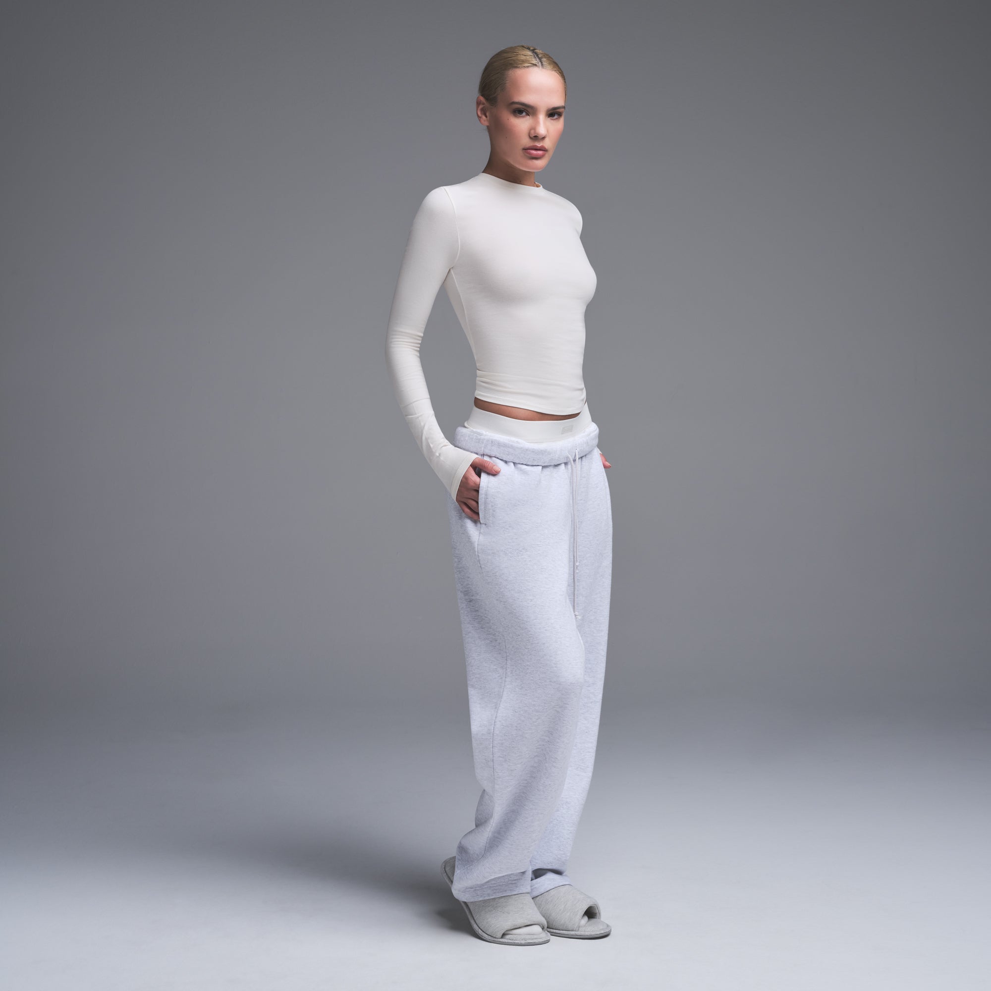 COTTON JERSEY LONG SLEEVE T-SHIRT | MARBLE - Image 2