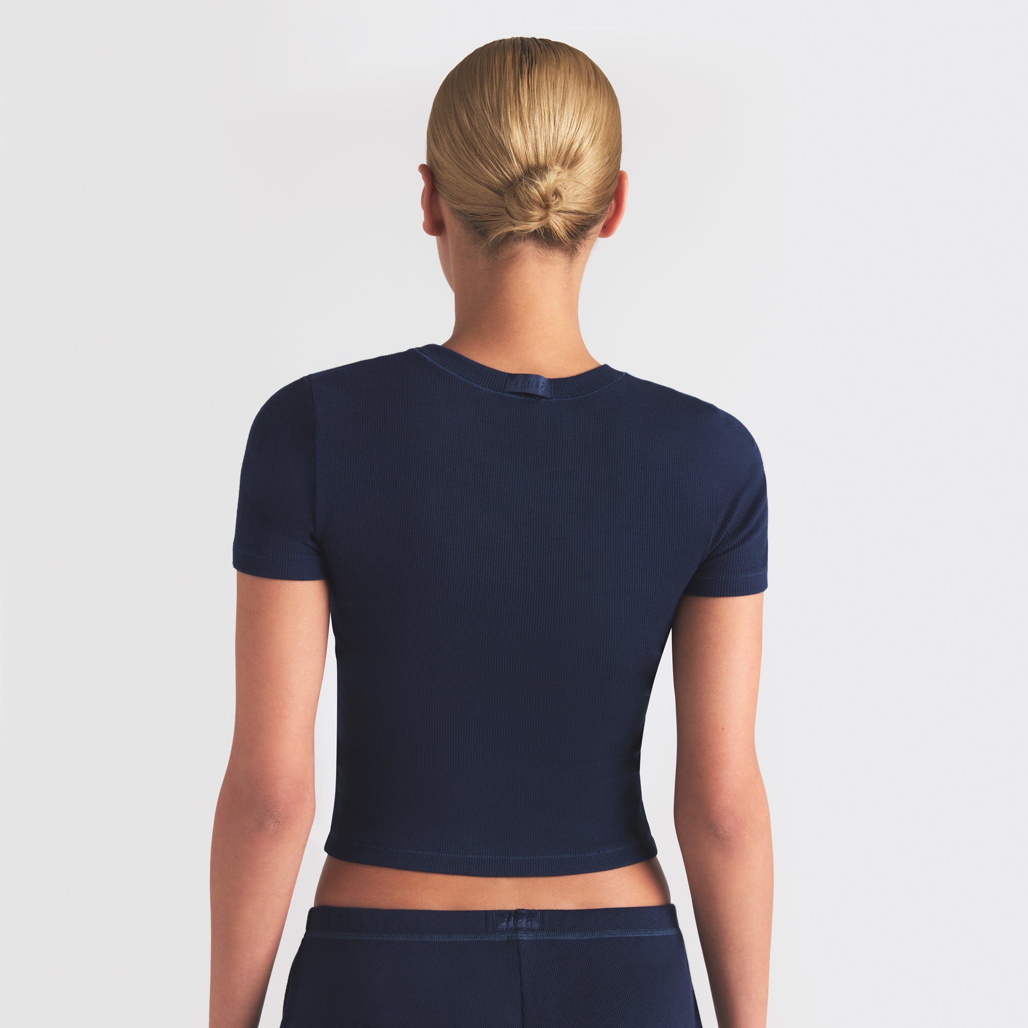 COTTON RIB T-SHIRT | NAVY - Image 2