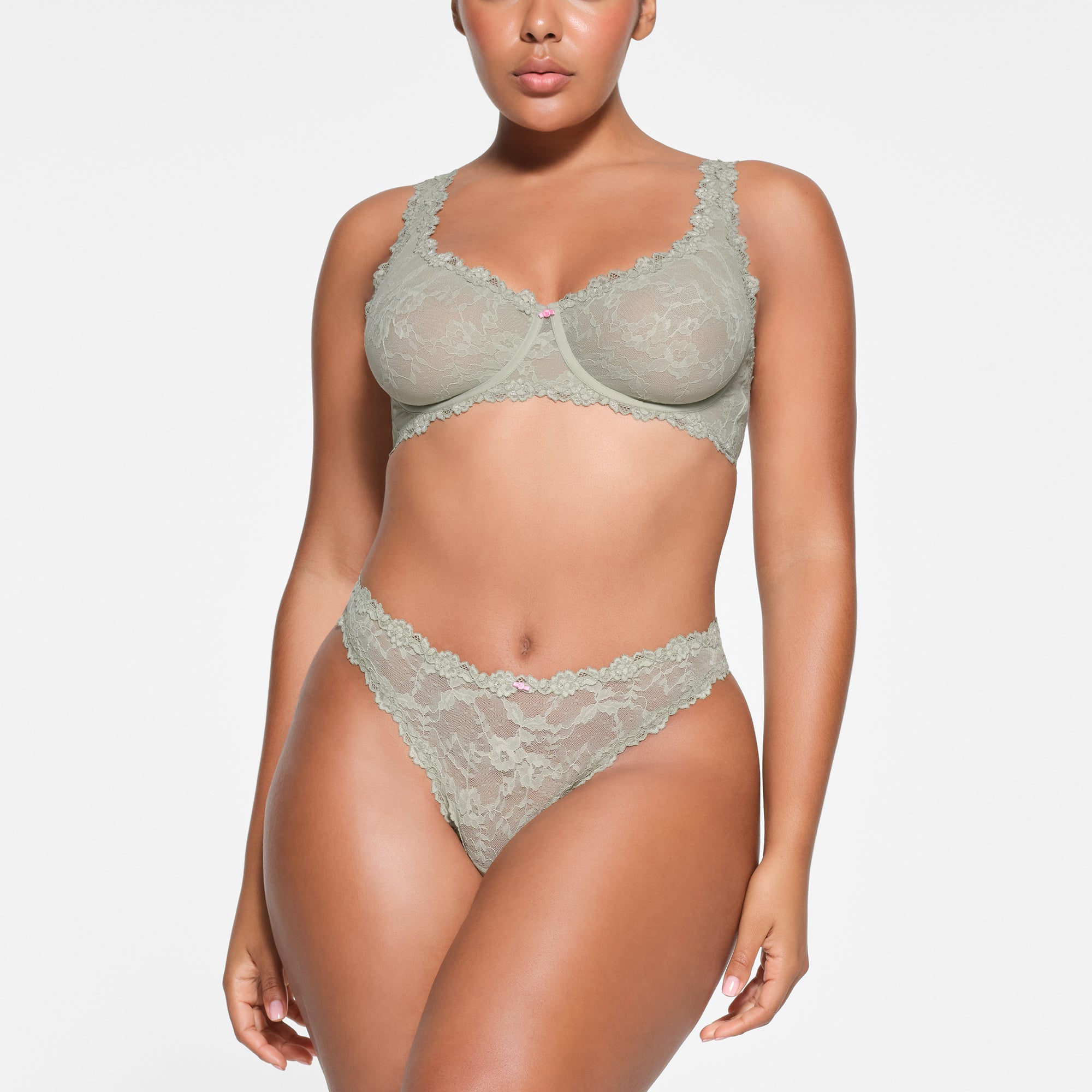 STRETCH LACE UNLINED FULL COVERAGE BRA | TALC