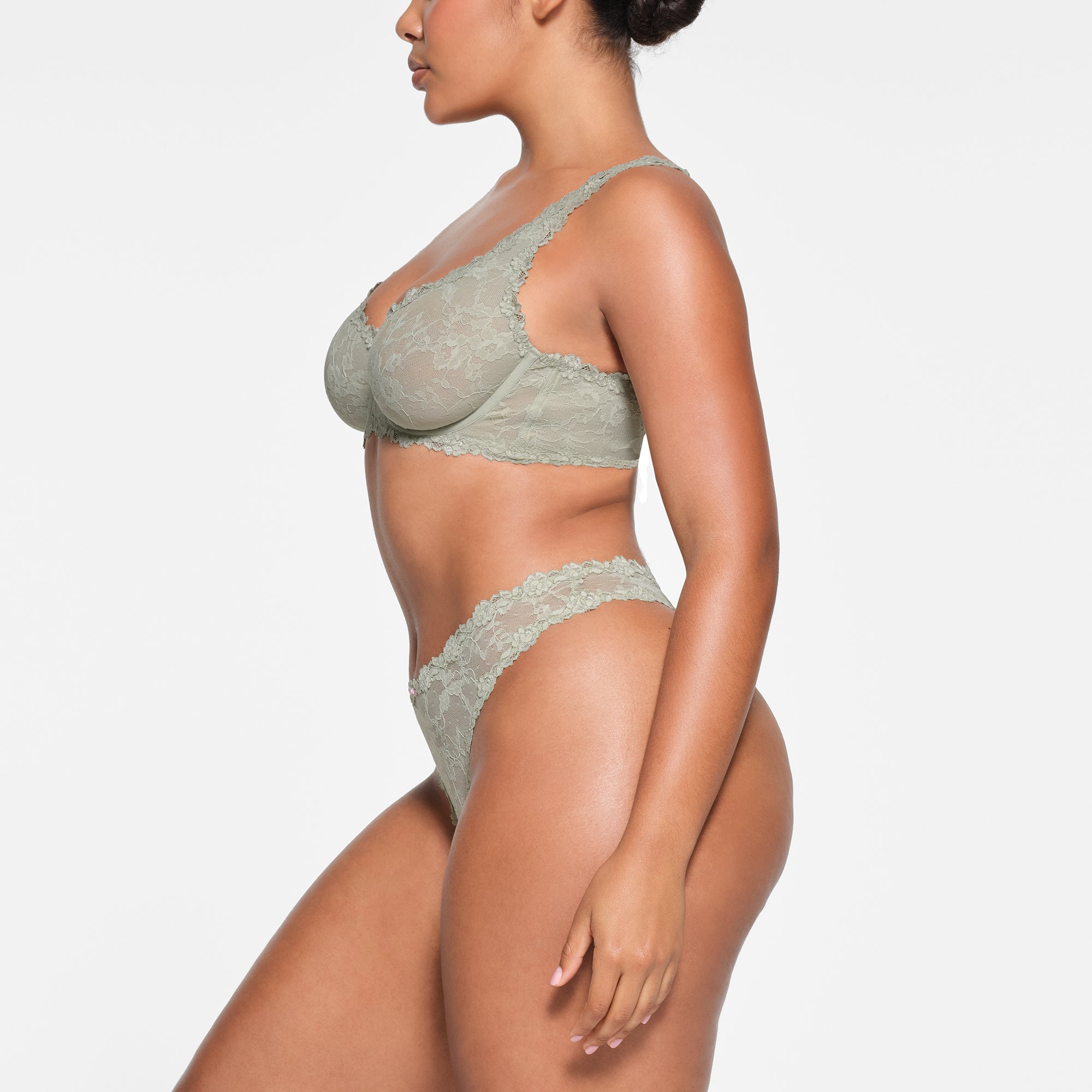 STRETCH LACE UNLINED FULL COVERAGE BRA | TALC - Image 2