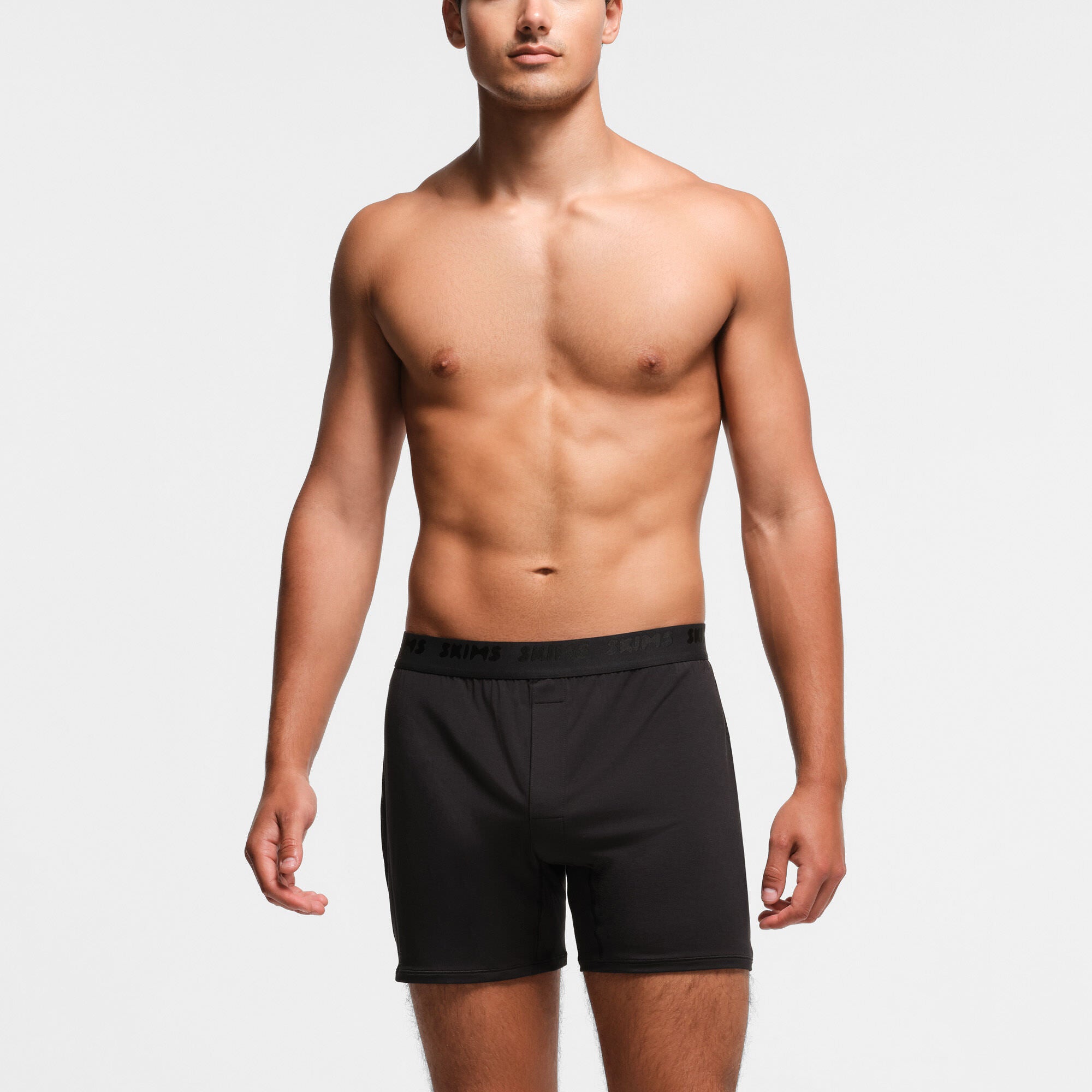 SKIMS STRETCH MENS KNIT BOXER | OBSIDIAN