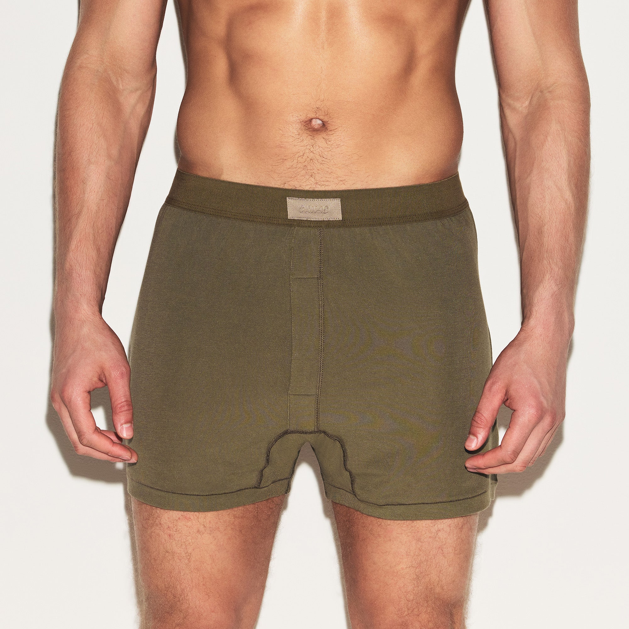SKIMS COTTON MENS KNIT BOXER | ARMY - Image 4