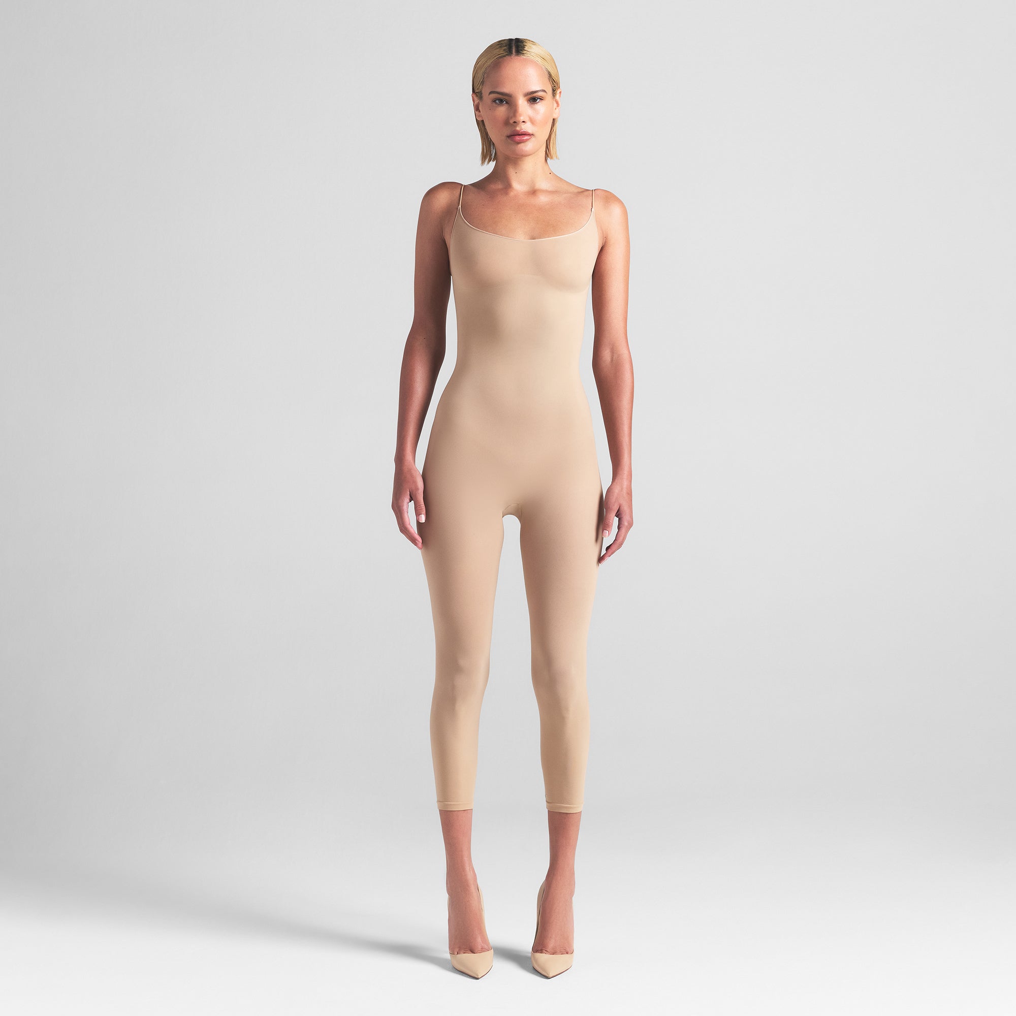 SHEER SEAMLESS CATSUIT | SAND