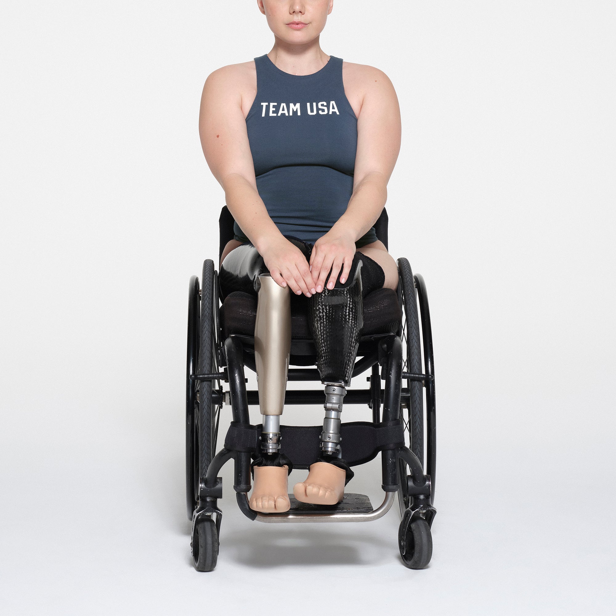 SKIMS FOR TEAM USA COTTON JERSEY PARALYMPIC HIGH NECK BODYSUIT | NAVY