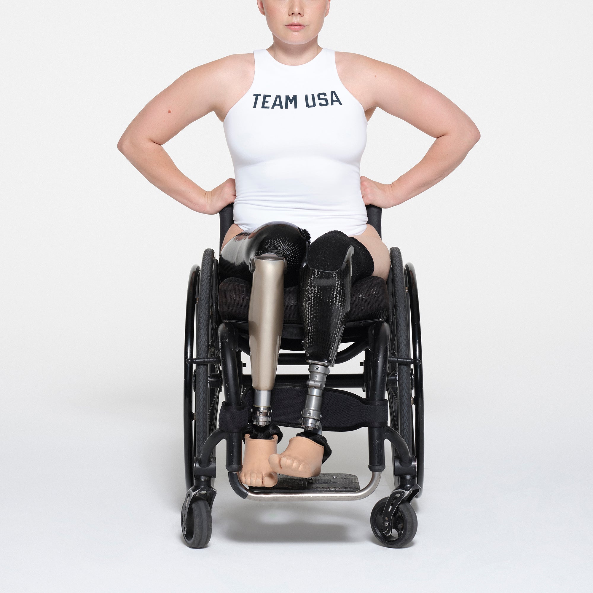 SKIMS FOR TEAM USA COTTON JERSEY PARALYMPIC HIGH NECK BODYSUIT | WHITE