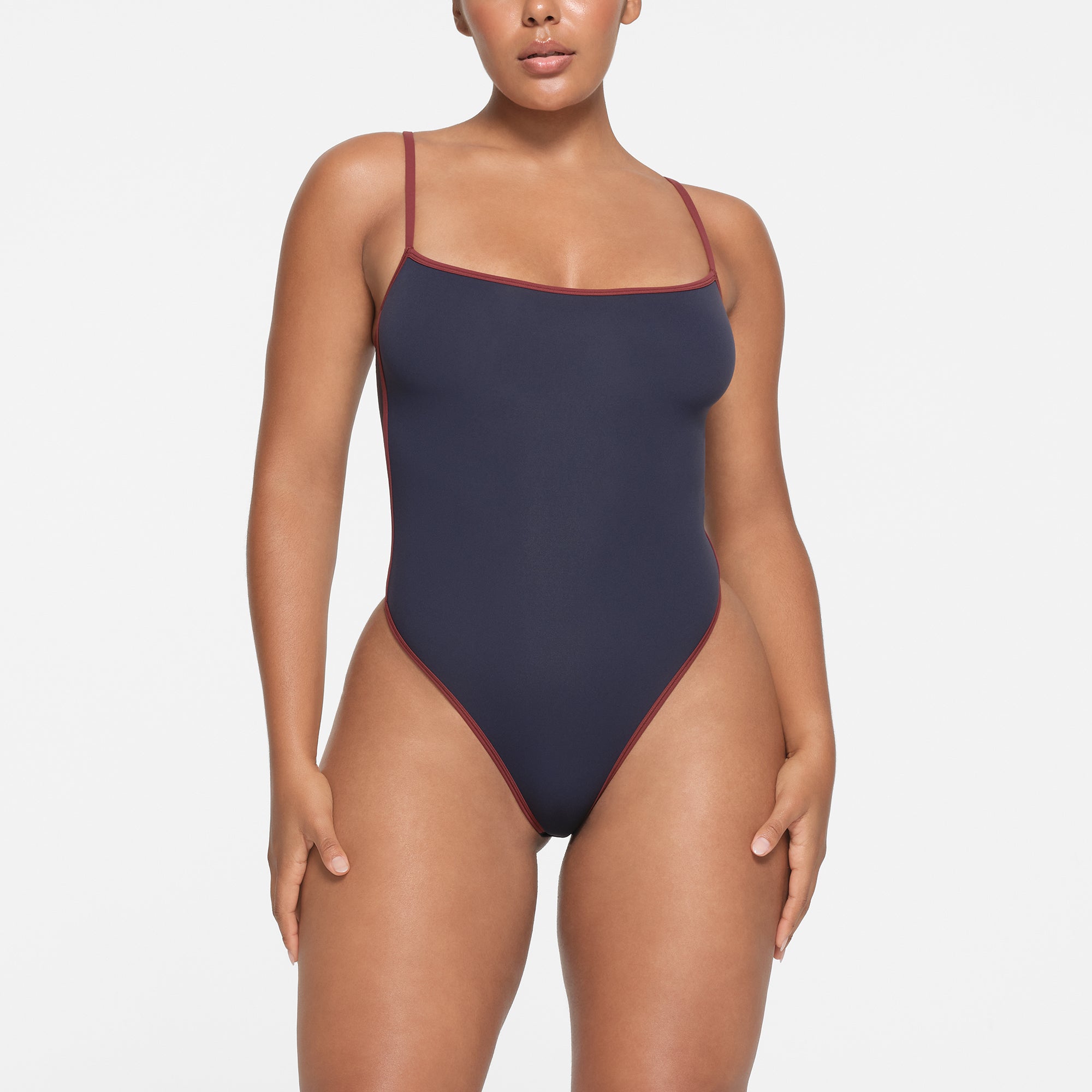 FITS EVERYBODY CONTRAST TRIM SCOOP NECK BODYSUIT | NAVY