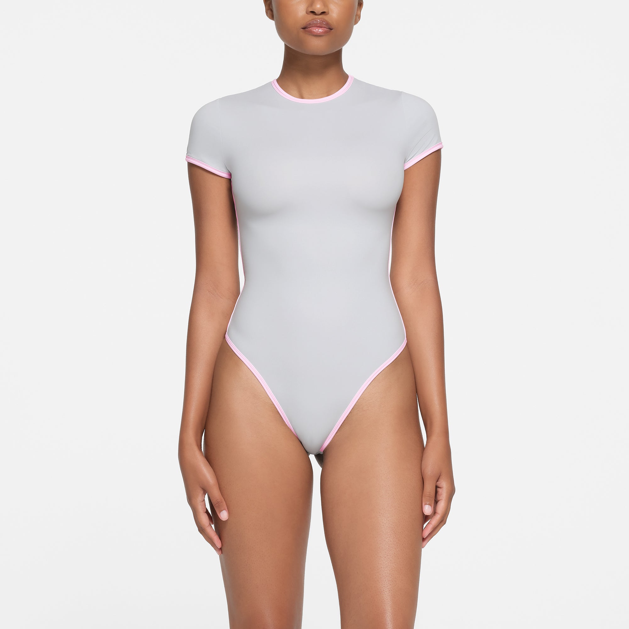 FITS EVERYBODY CONTRAST TRIM T-SHIRT BODYSUIT | PLATINUM