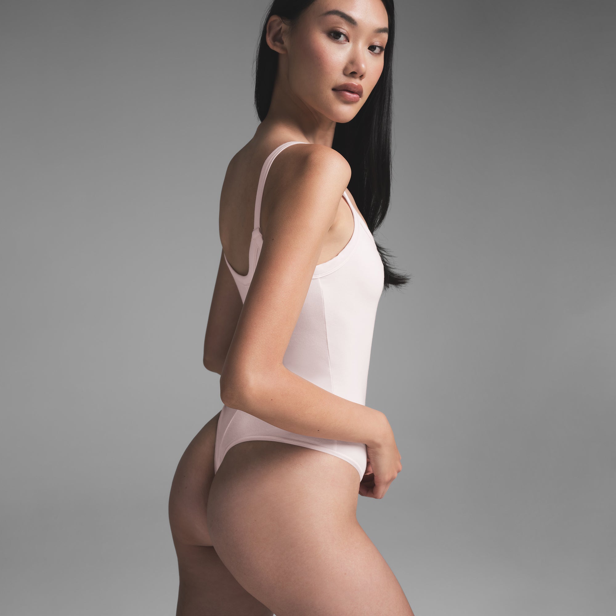 COTTON JERSEY SCOOP NECK BODYSUIT | BARELY PINK - Image 3