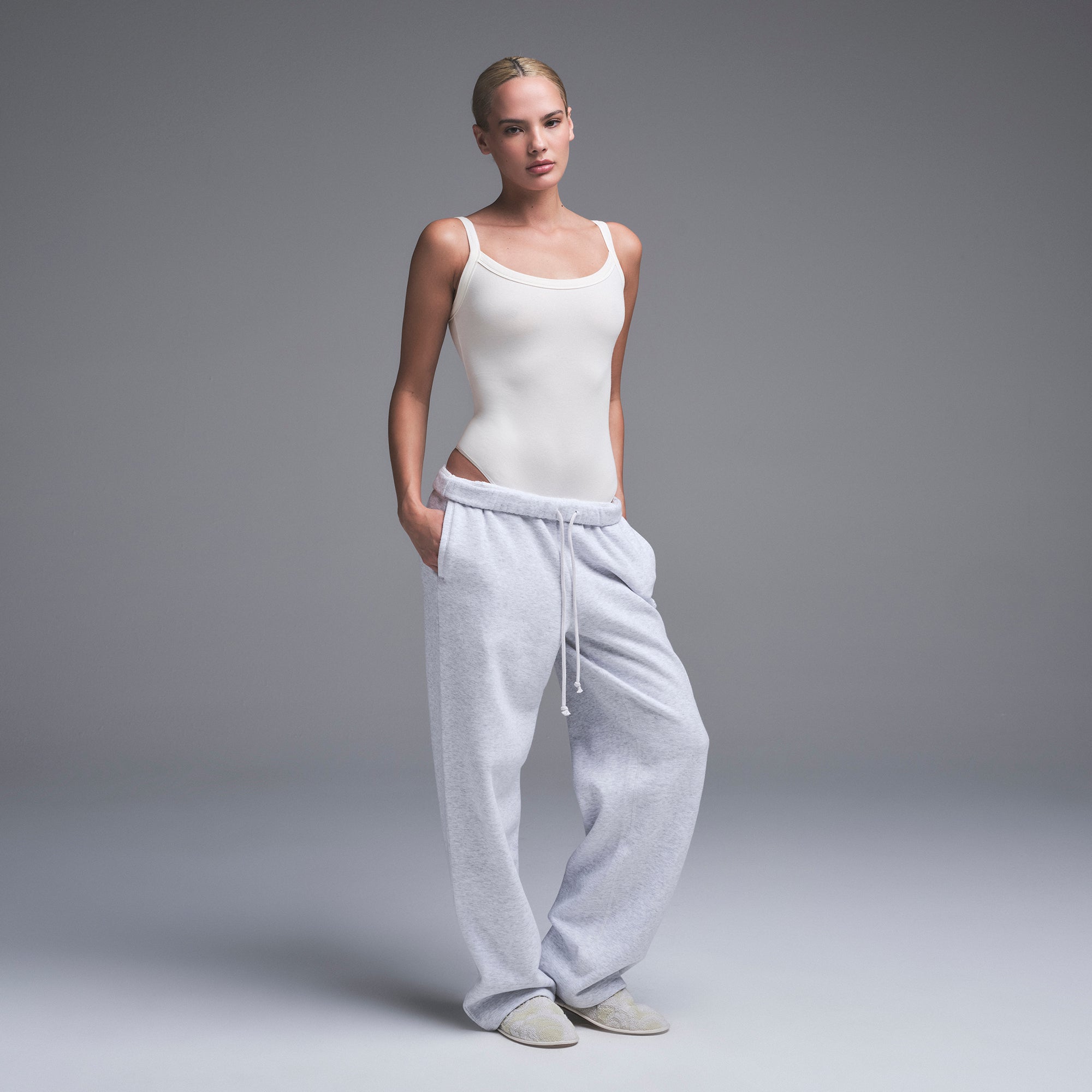 COTTON JERSEY SCOOP NECK BODYSUIT | MARBLE - Image 3