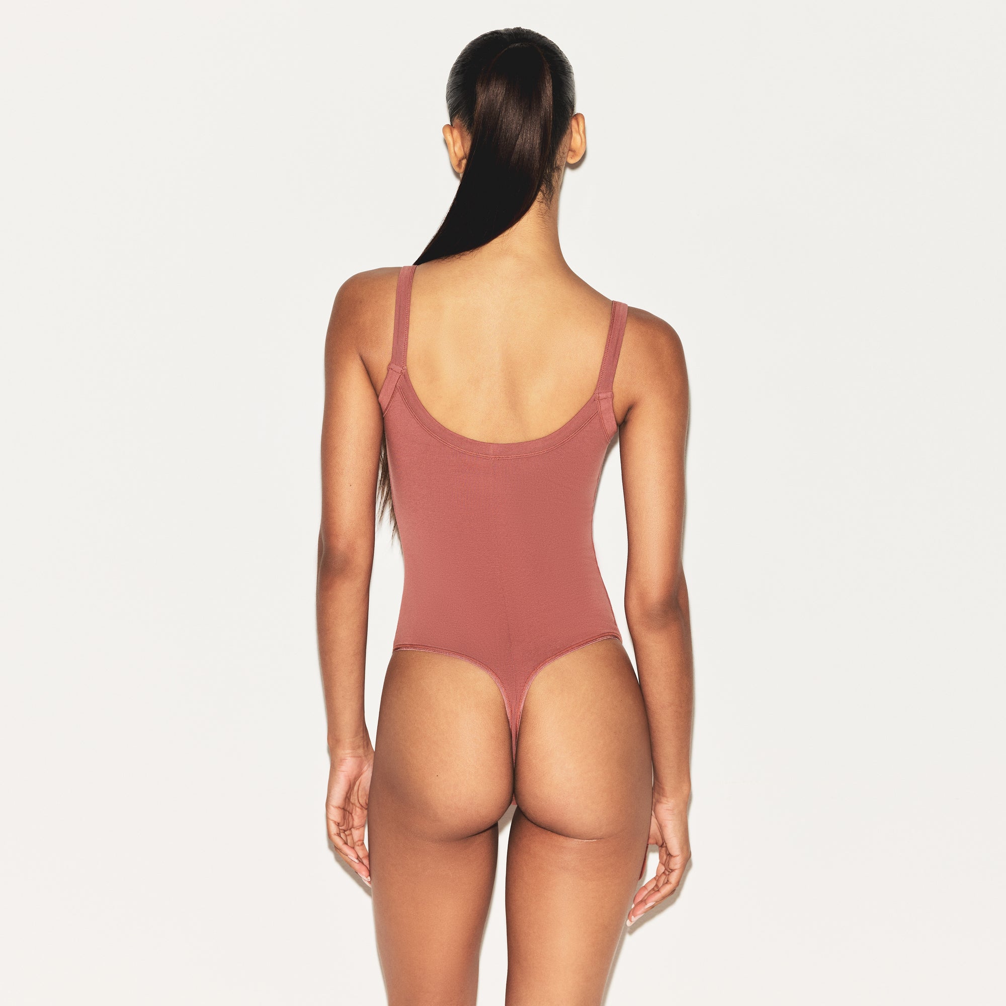 COTTON JERSEY SCOOP NECK BODYSUIT | REDWOOD - Image 3