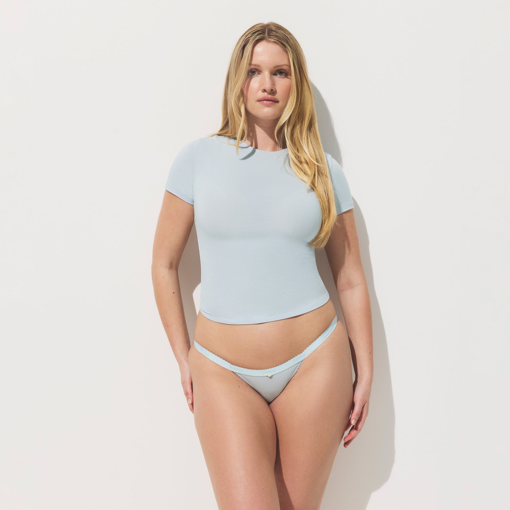 LIGHTWEIGHT COTTON LOGO PICOT STRING BIKINI | PEARL TONAL - Image 2