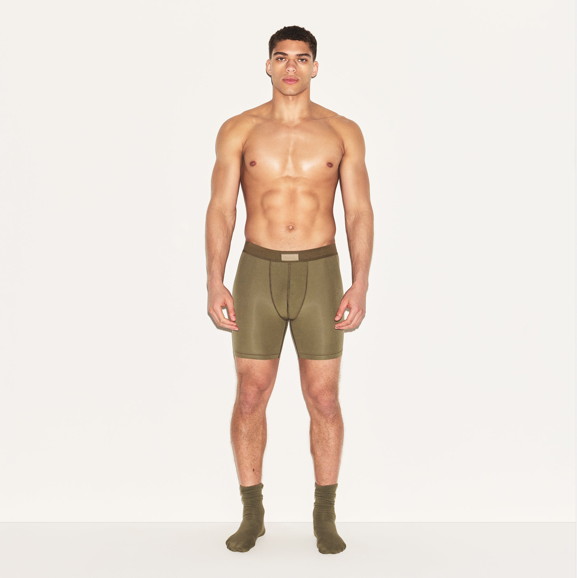 SKIMS COTTON MENS 5" BOXER BRIEF 3-PACK  | ARMY MULTI