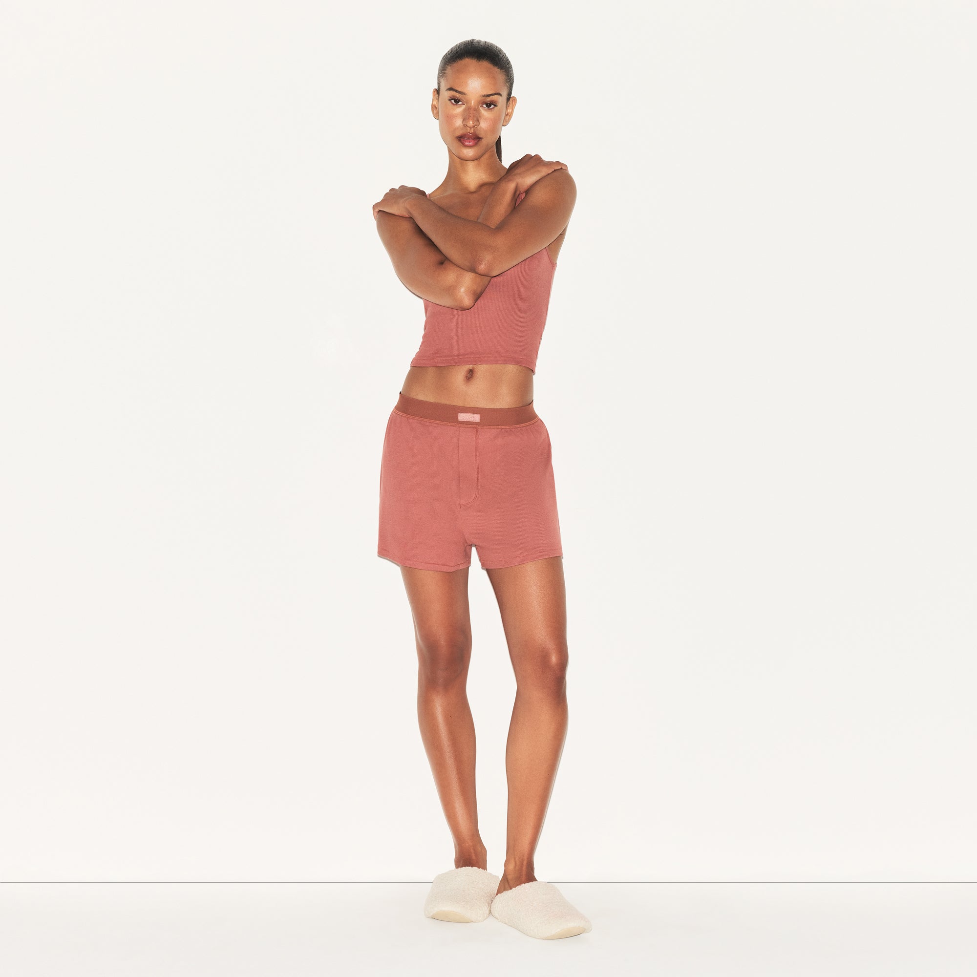 COTTON RIB LOOSE BOXER | REDWOOD - Image 4