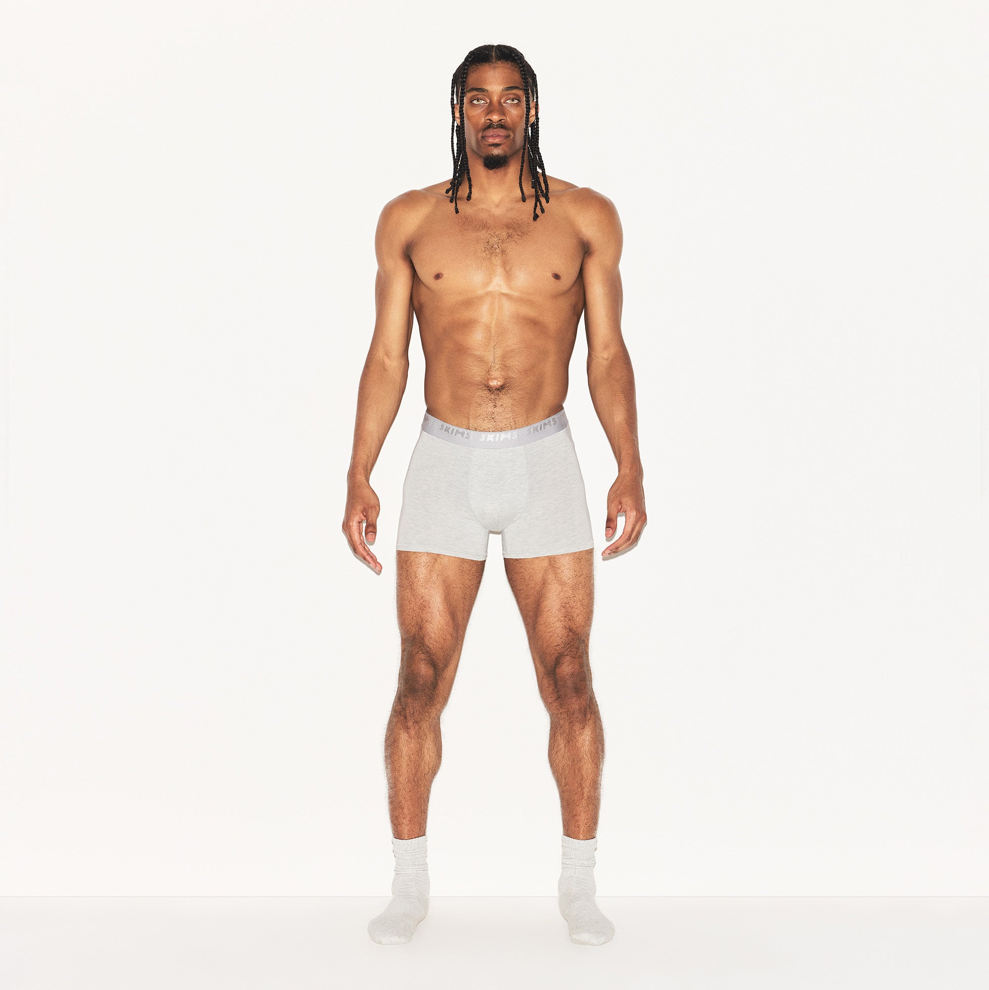 SKIMS STRETCH MENS 3" BOXER BRIEF | LIGHT HEATHER GREY