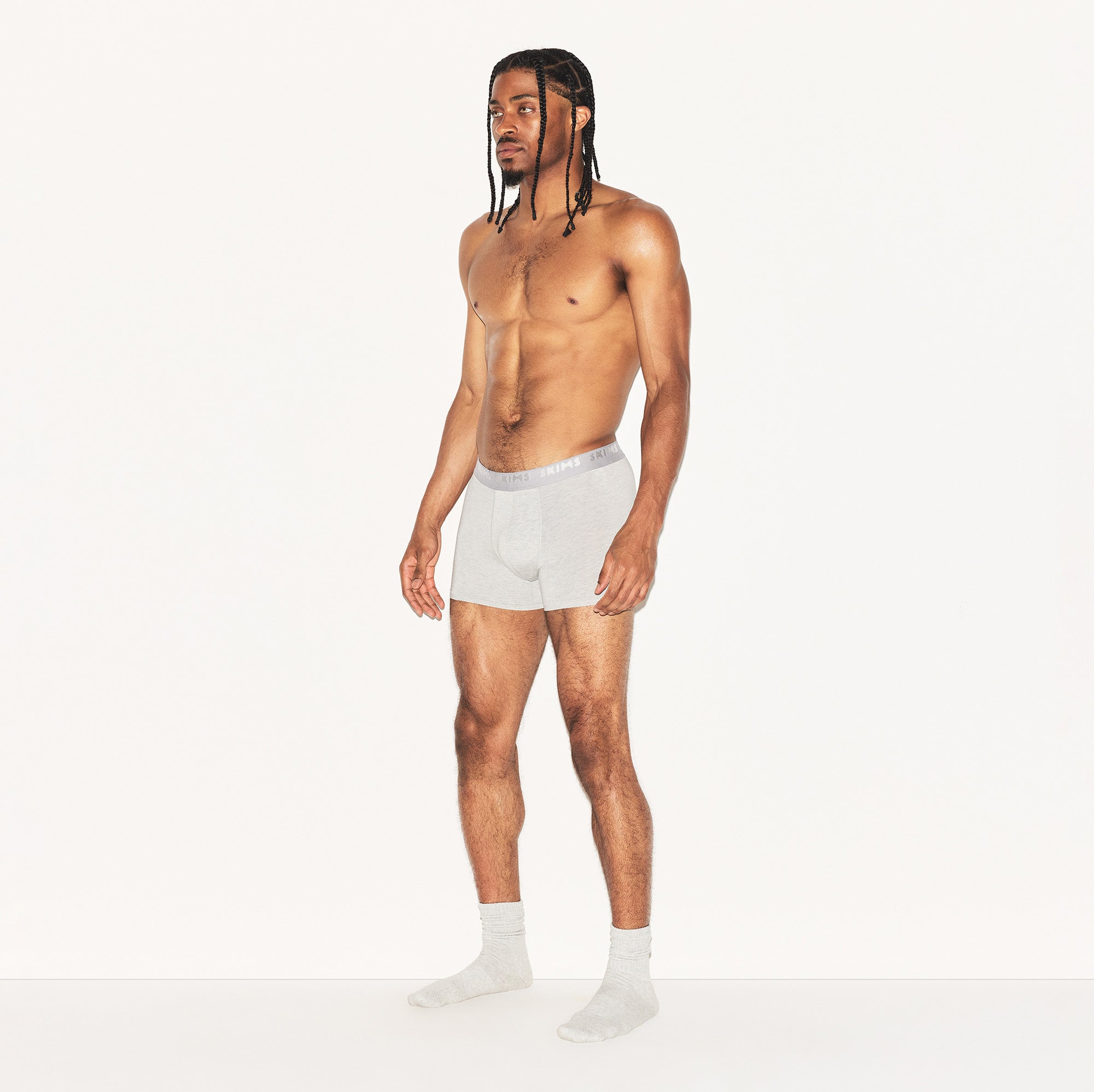 SKIMS STRETCH MENS 3" BOXER BRIEF | LIGHT HEATHER GREY - Image 3