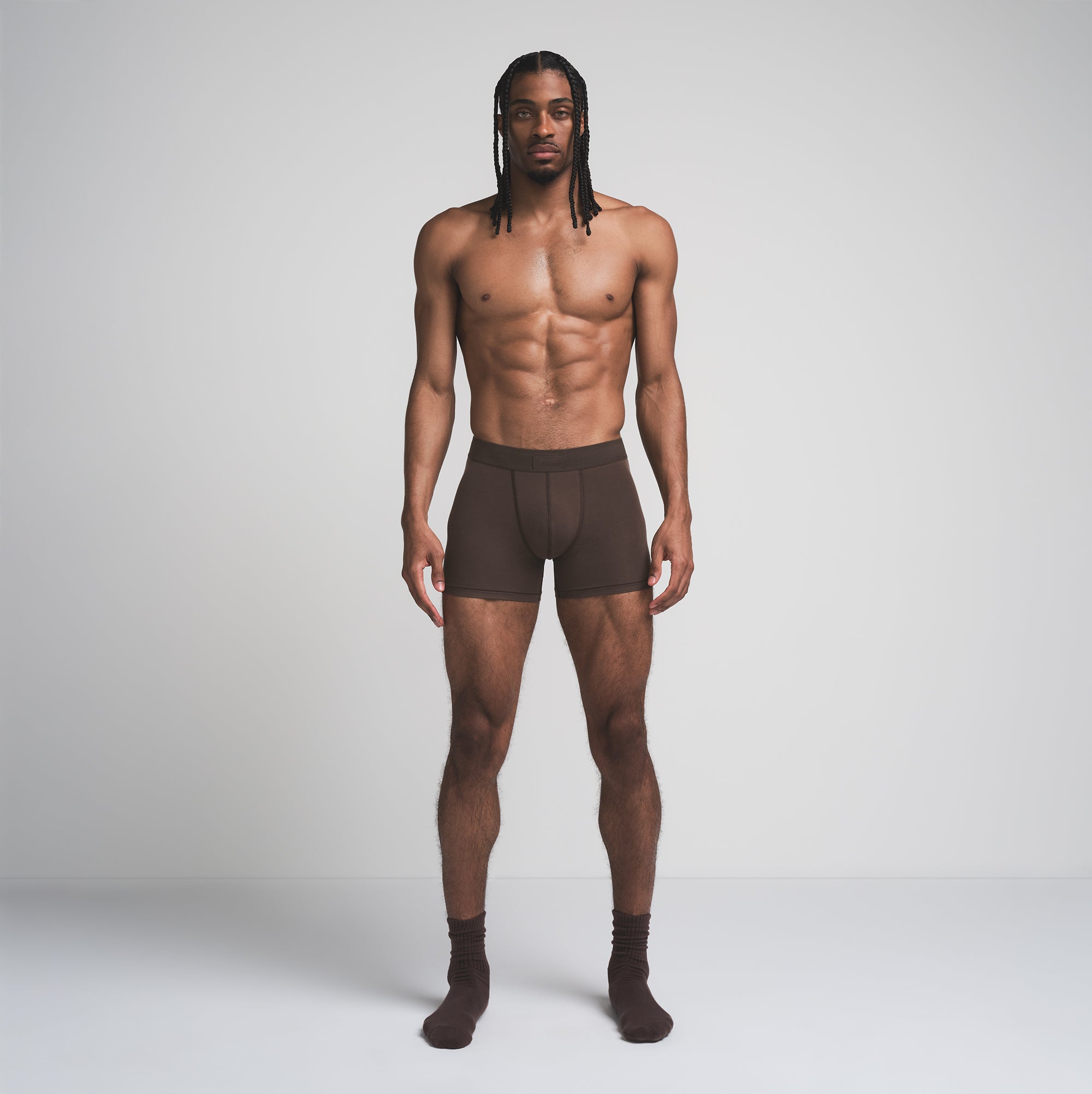 SKIMS COTTON MENS 3" BOXER BRIEF | DARK SEPIA