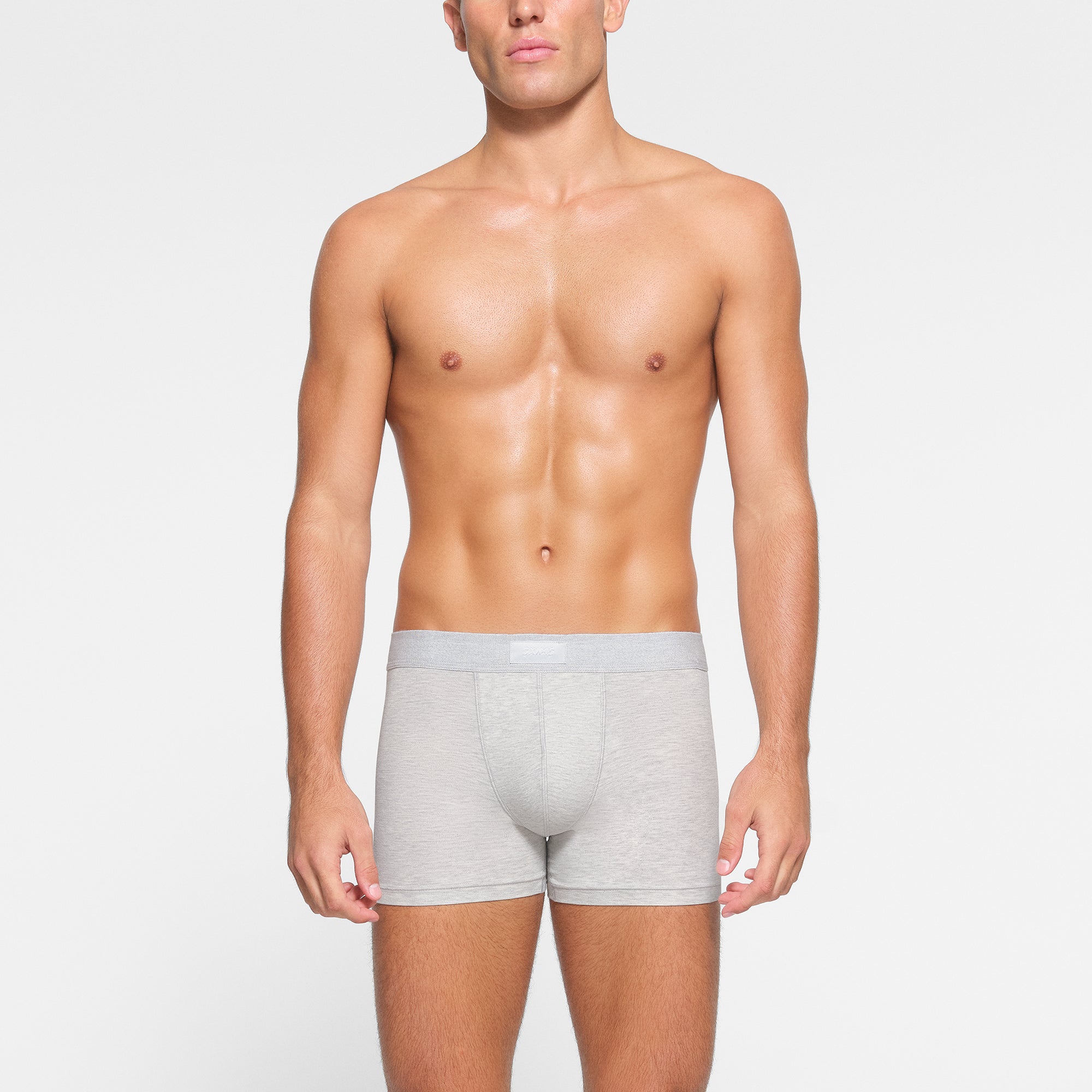 SKIMS COTTON MENS 3" BOXER BRIEF | LIGHT HEATHER GREY