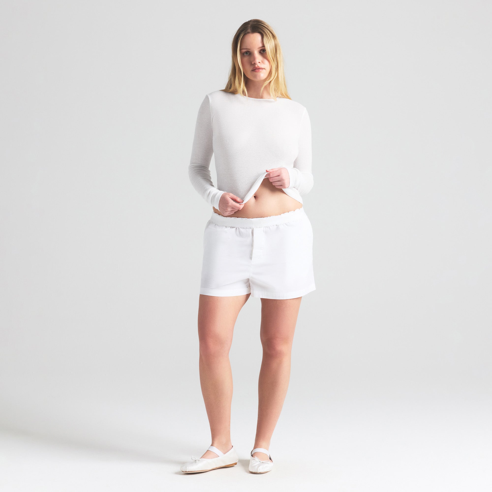 COTTON POPLIN BOXER | SNOW