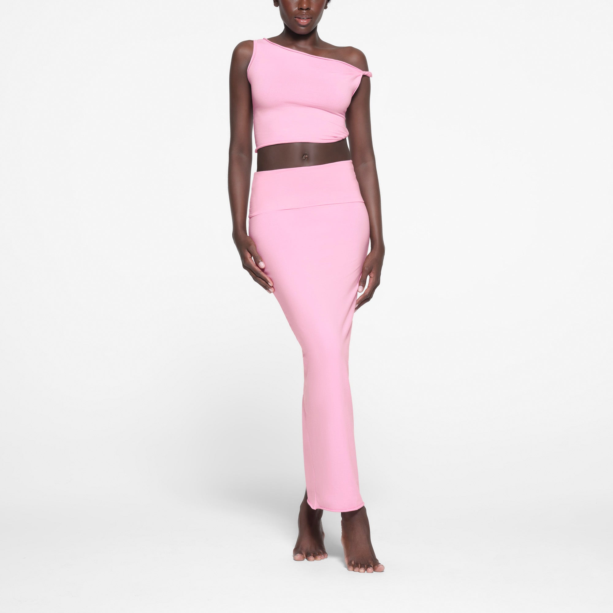 COTTON JERSEY FOLDOVER SKIRT | COTTON CANDY