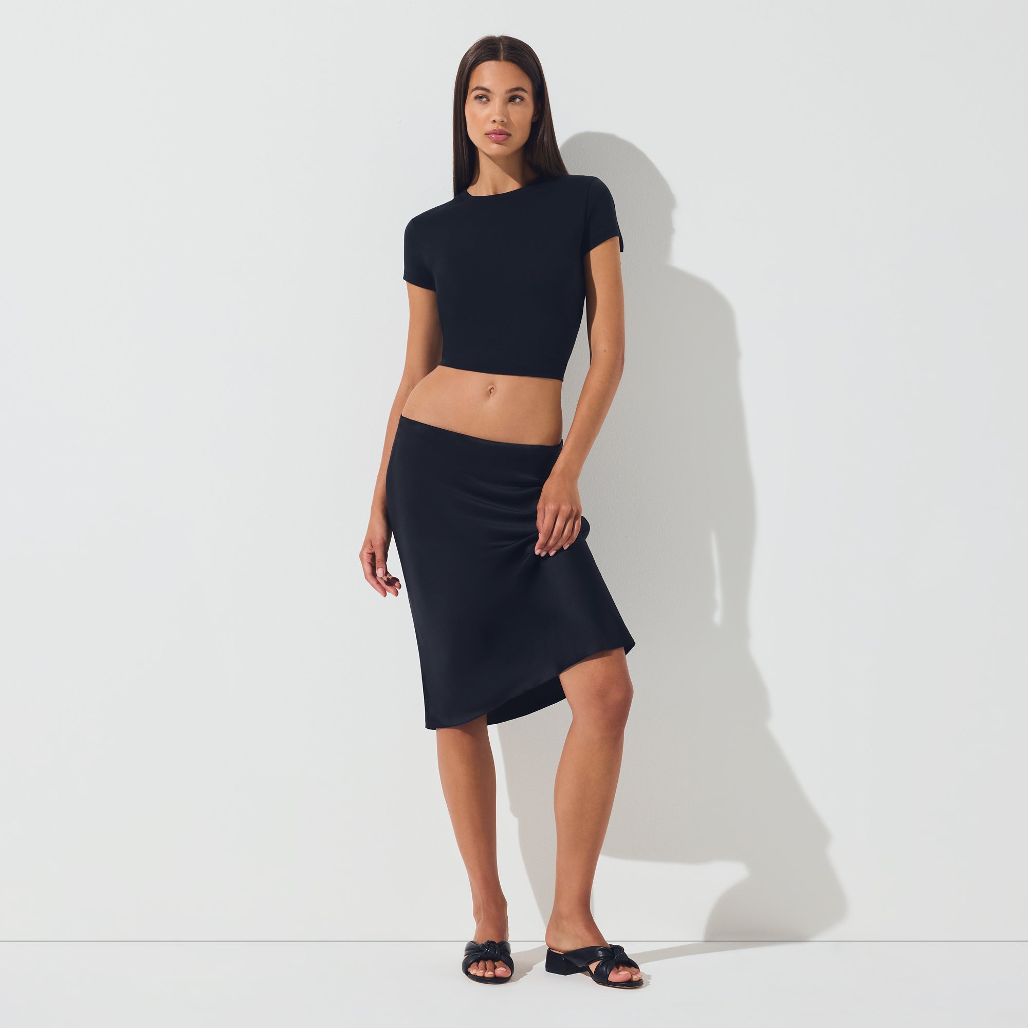 SILK MIDI SKIRT | ONYX