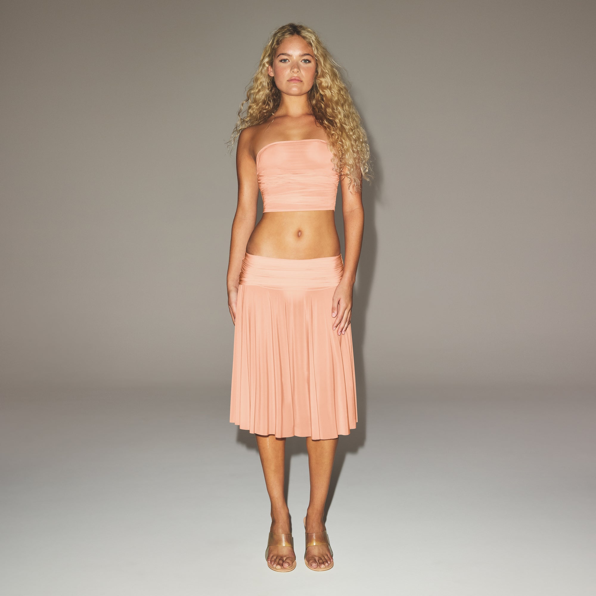 MILKY SHEER MIDI SKIRT | DESERT CLAY - Image 2
