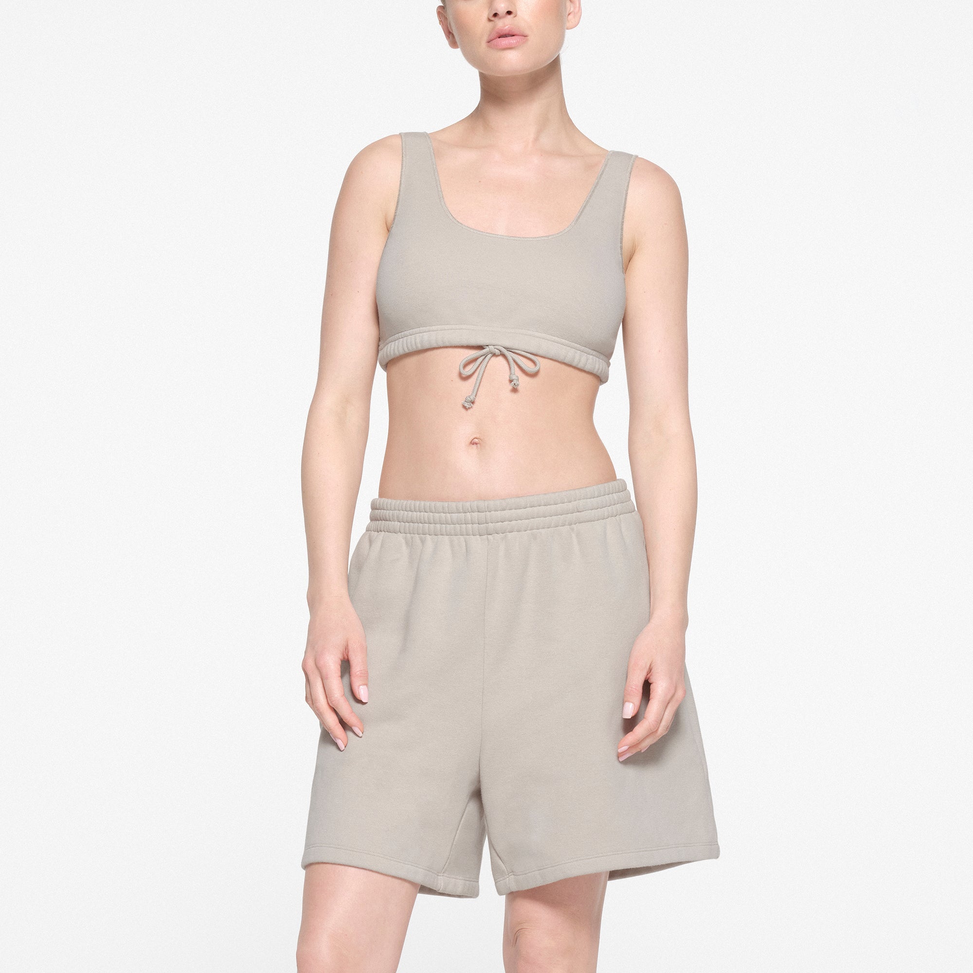 COTTON FLEECE BRALETTE | STONE - Image 2