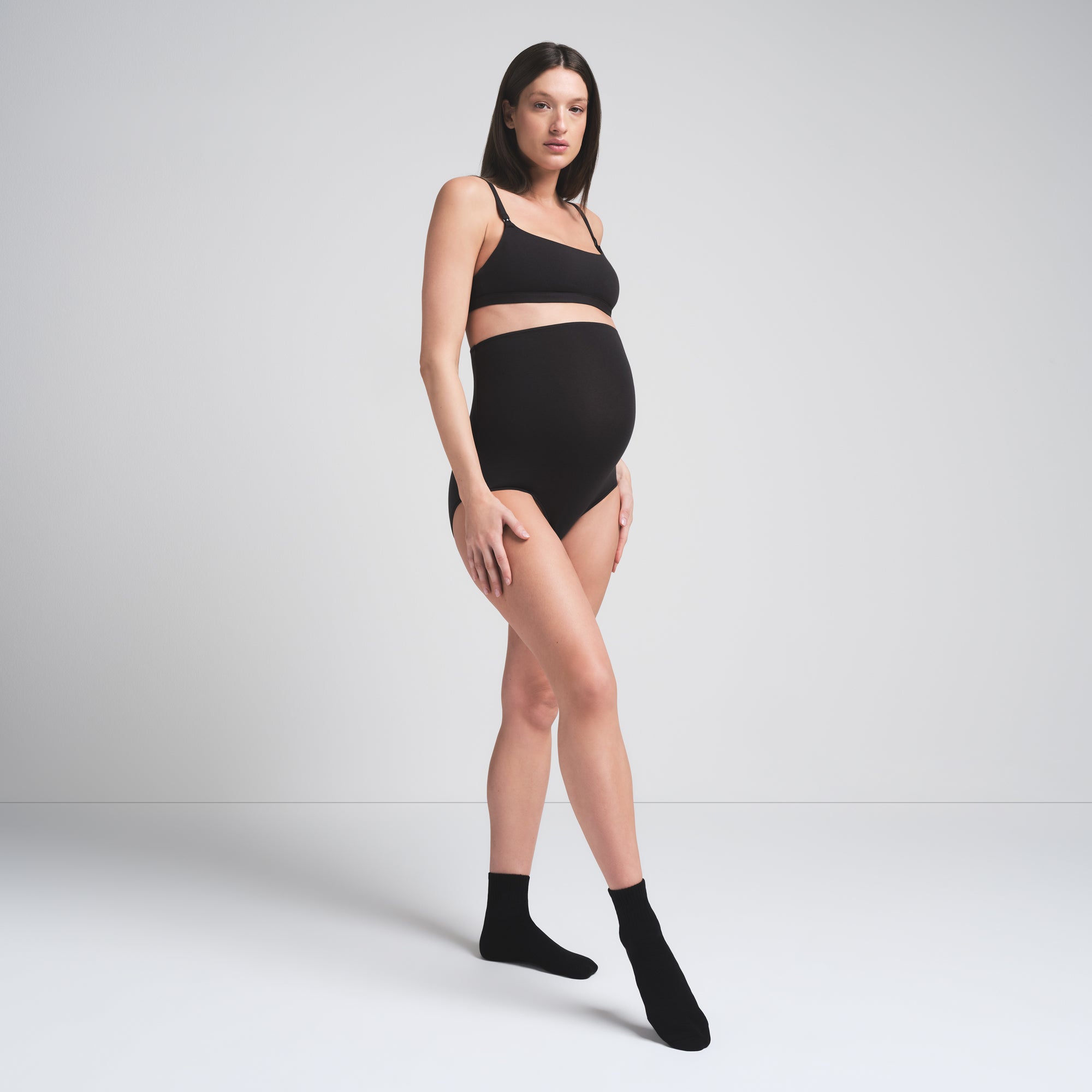 COTTON JERSEY MATERNITY HIGH-WAISTED BRIEF | SOOT - Image 3