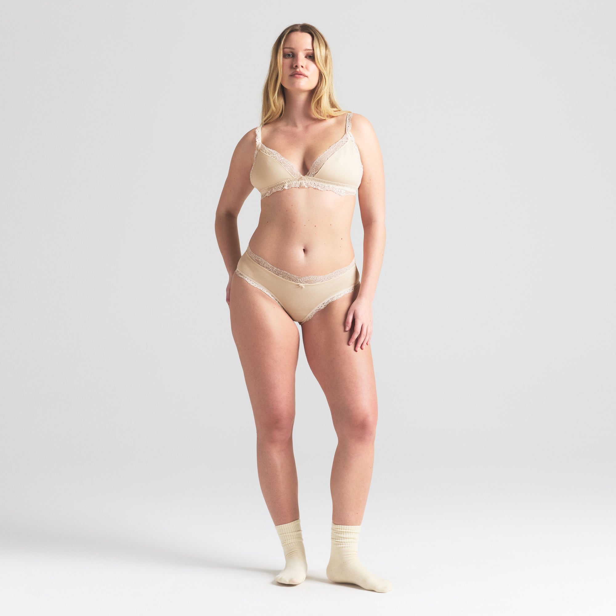 COTTON JERSEY LACE BRIEF | BUTTER - Image 2