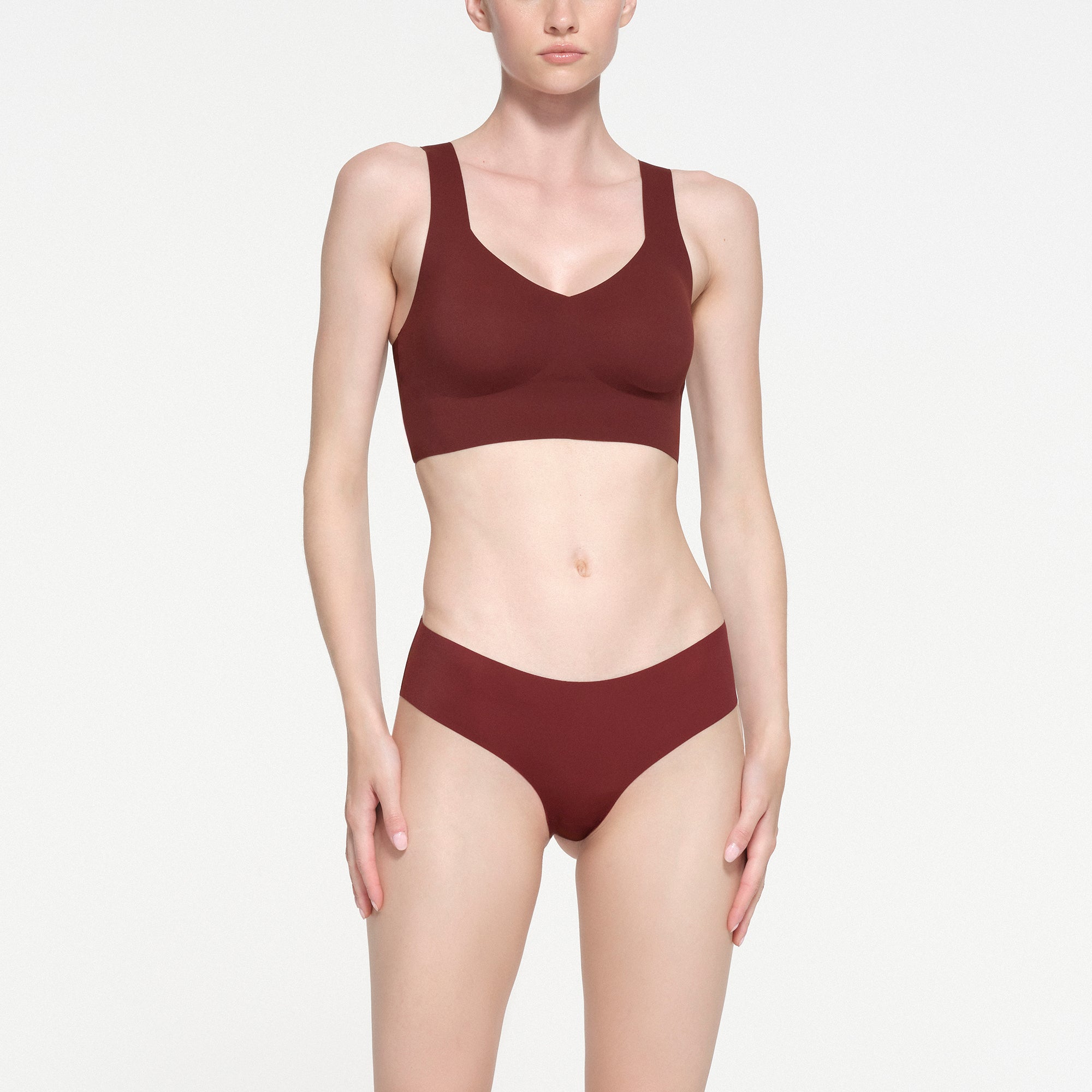 NAKED PLUNGE LONGLINE BRALETTE | OXBLOOD