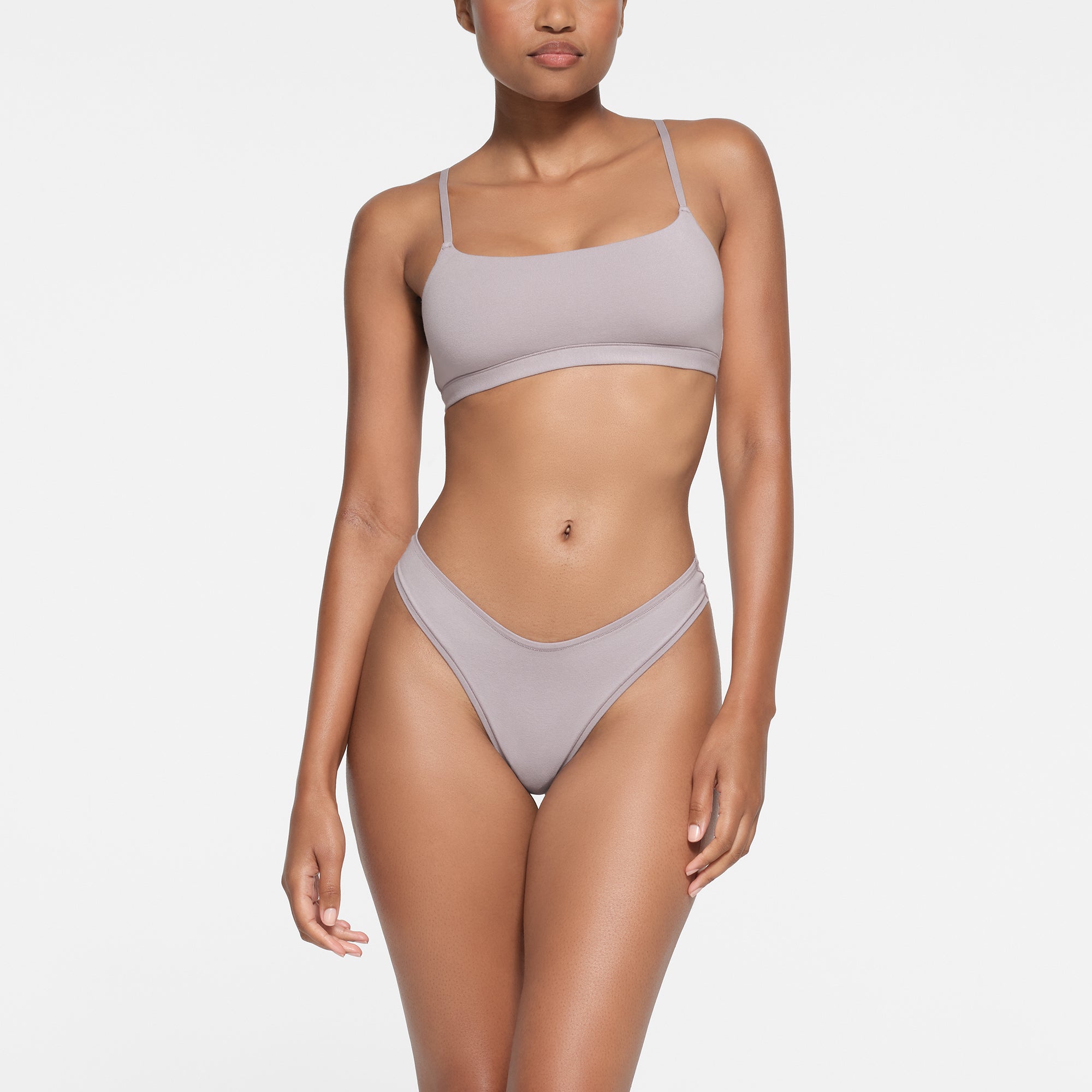 COTTON JERSEY SCOOP BRALETTE | OYSTER