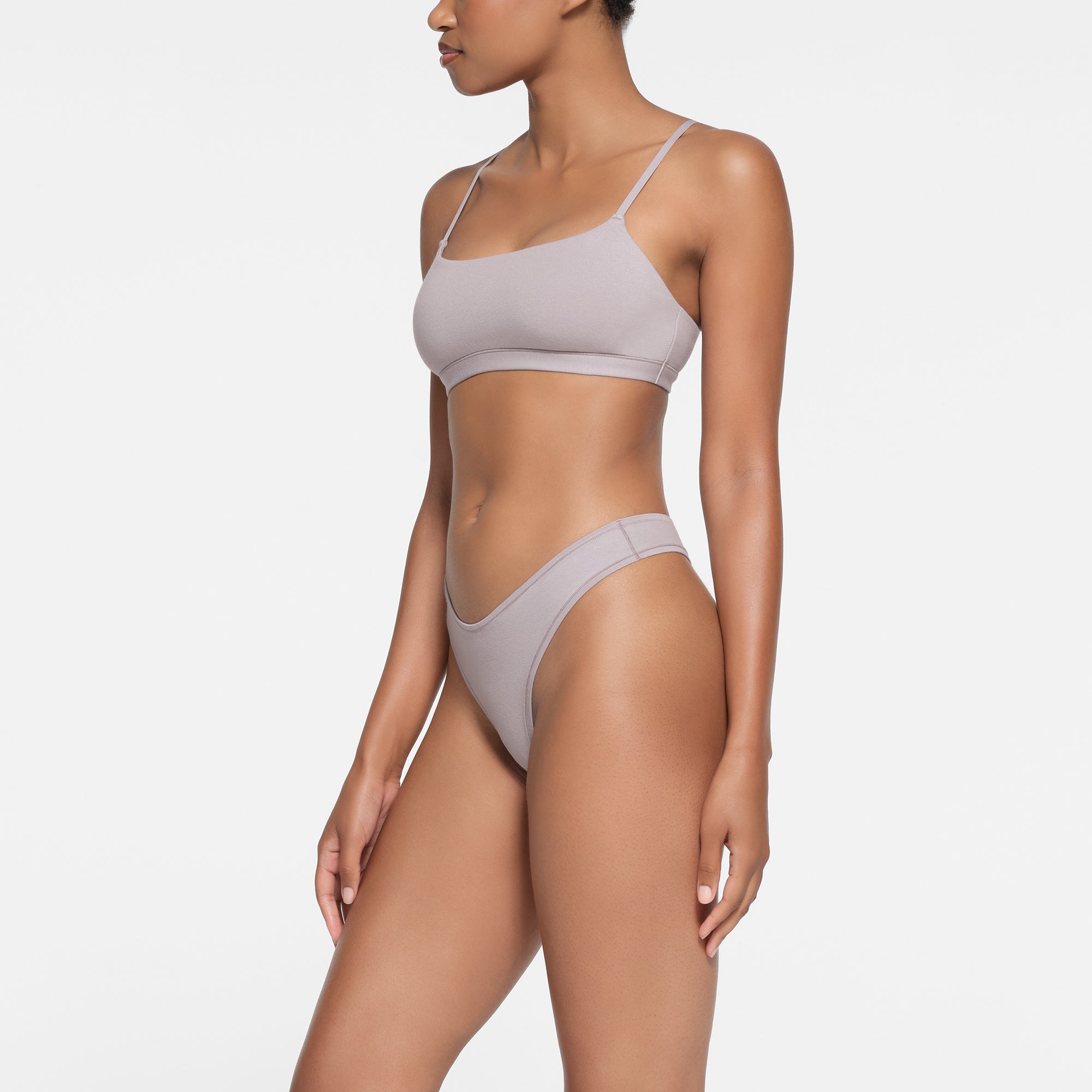 COTTON JERSEY SCOOP BRALETTE | OYSTER - Image 2