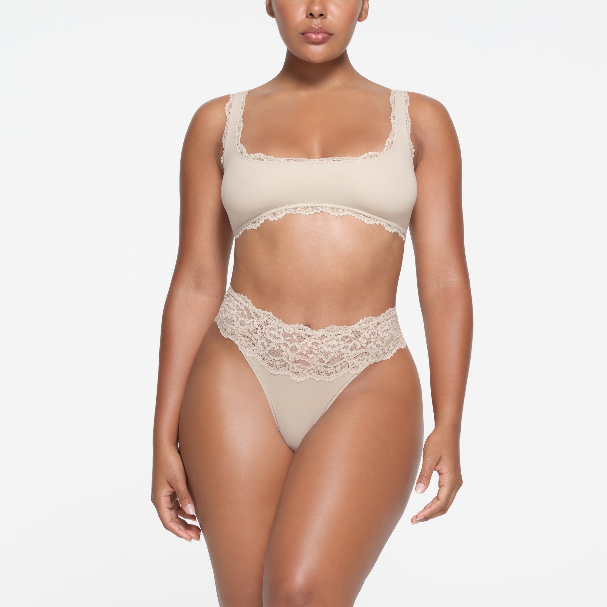 FITS EVERYBODY LACE SQUARE NECK BRALETTE | STONE