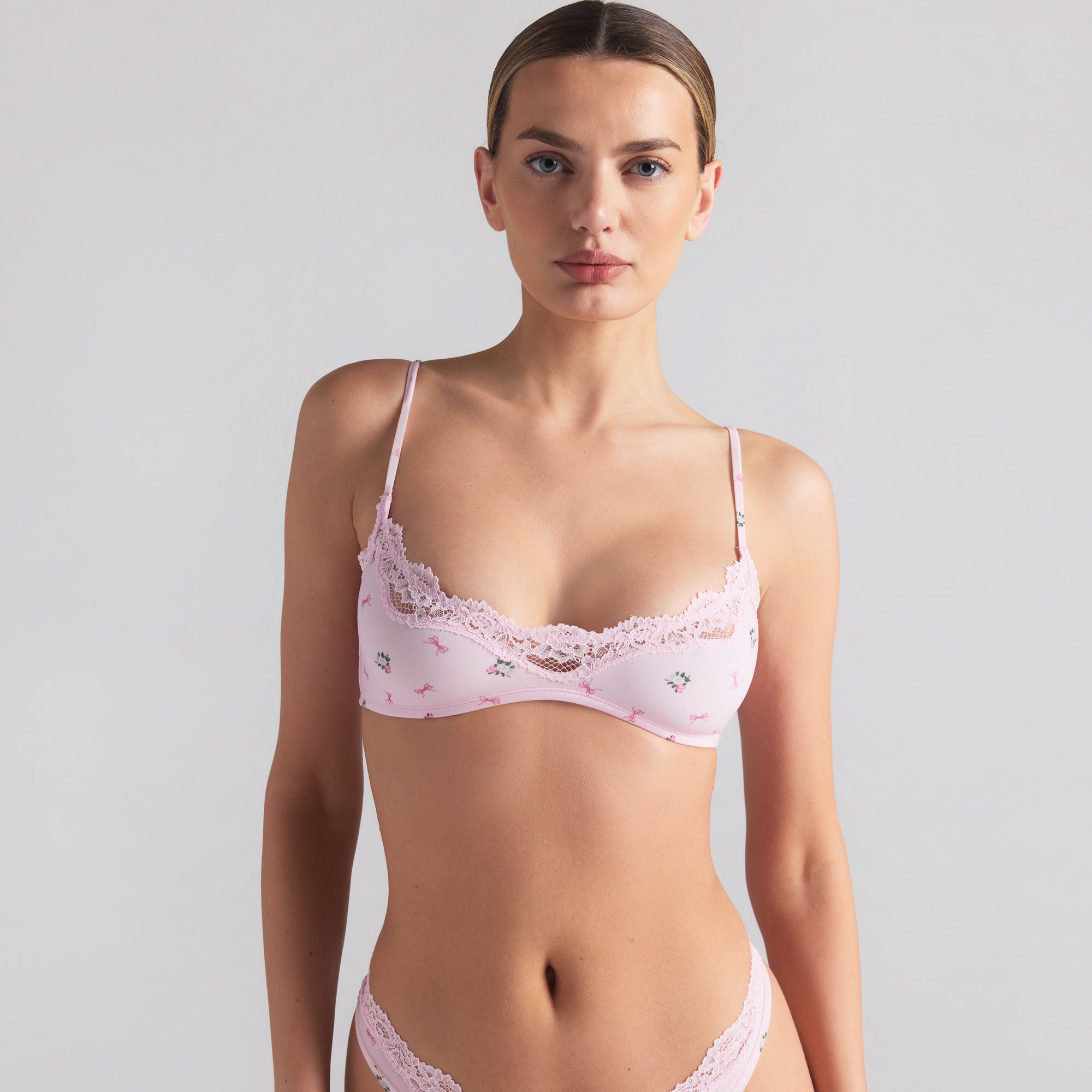 FITS EVERYBODY LACE SCOOP BRALETTE 2-PACK | MARBLE AND FLORAL BOW PRINT