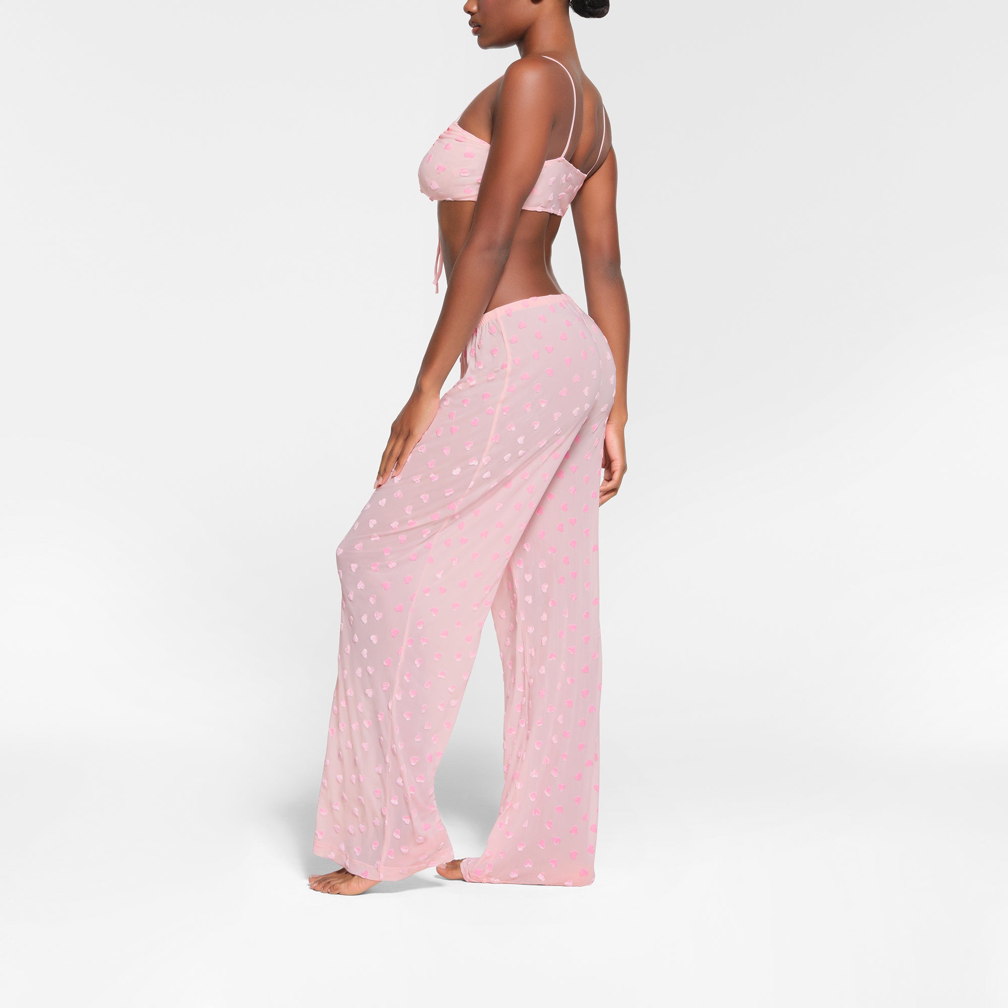 SHEER VELVET TIE FRONT BRALETTE | BABY PINK - Image 2