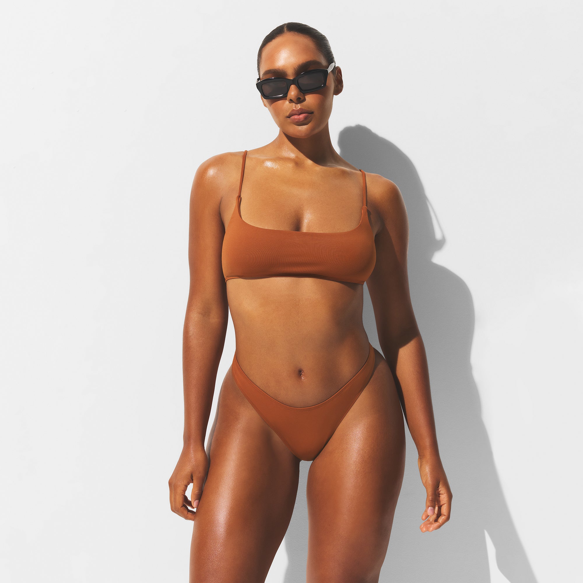 ICONIC SWIM SQUARE NECK BIKINI TOP | BRONZE