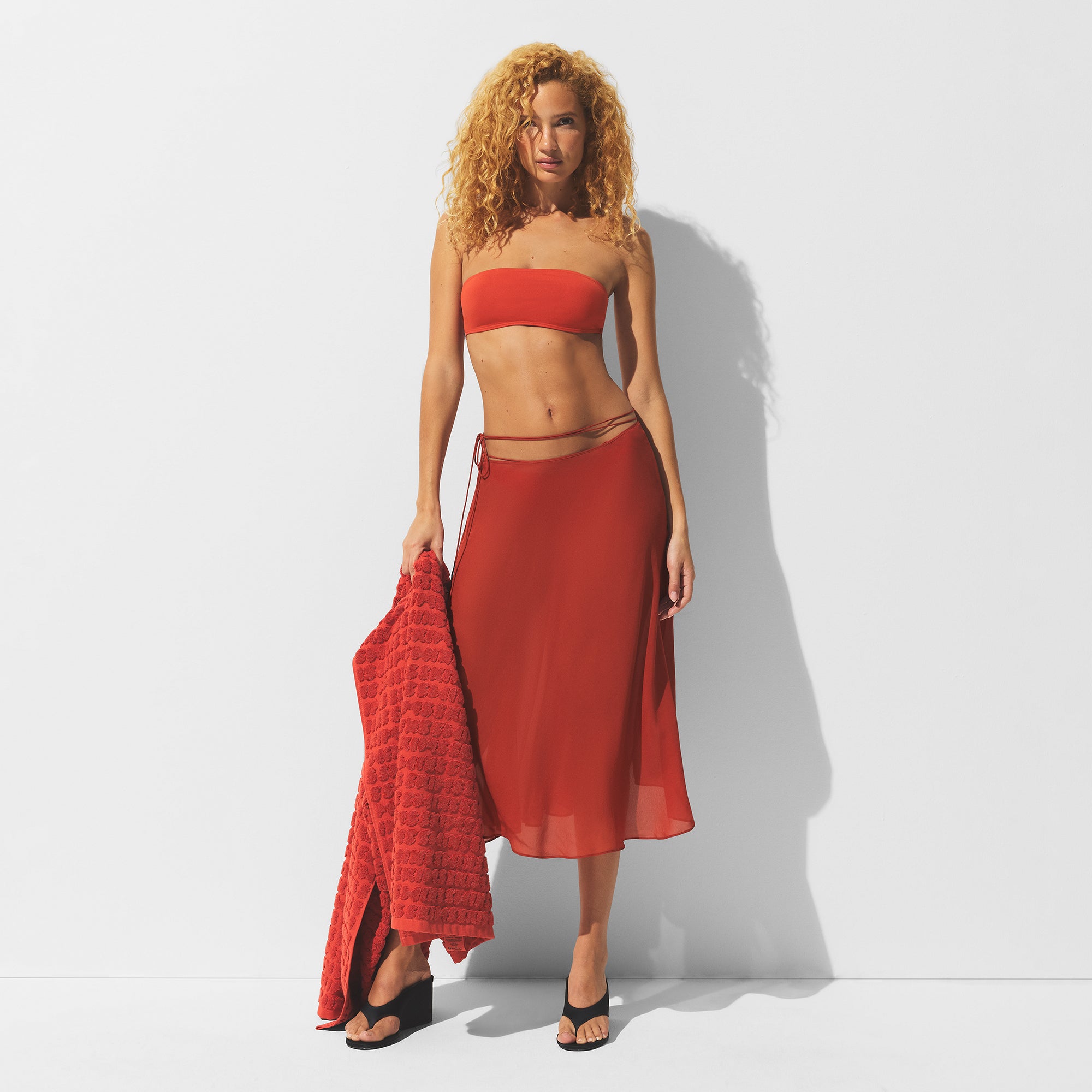 SHEER COVER-UPS TIE SIDE MIDI SKIRT | AUBURN - Image 3