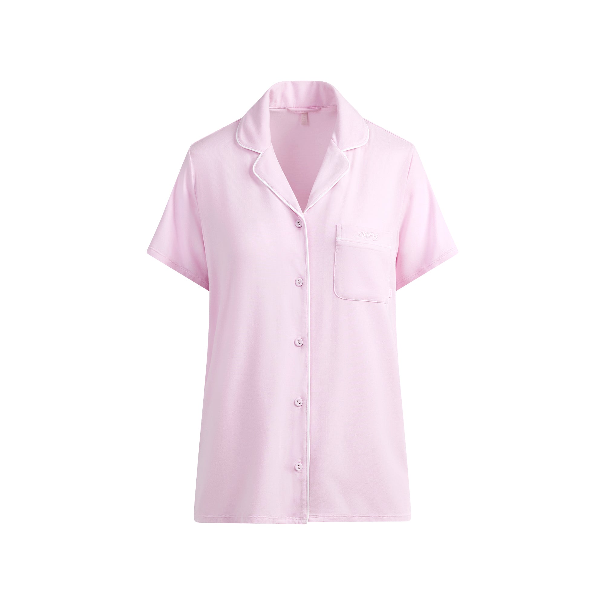 SKIMS SLEEP SHORT SLEEVE BUTTON UP SET | CHERRY BLOSSOM CONTRAST - Image 5