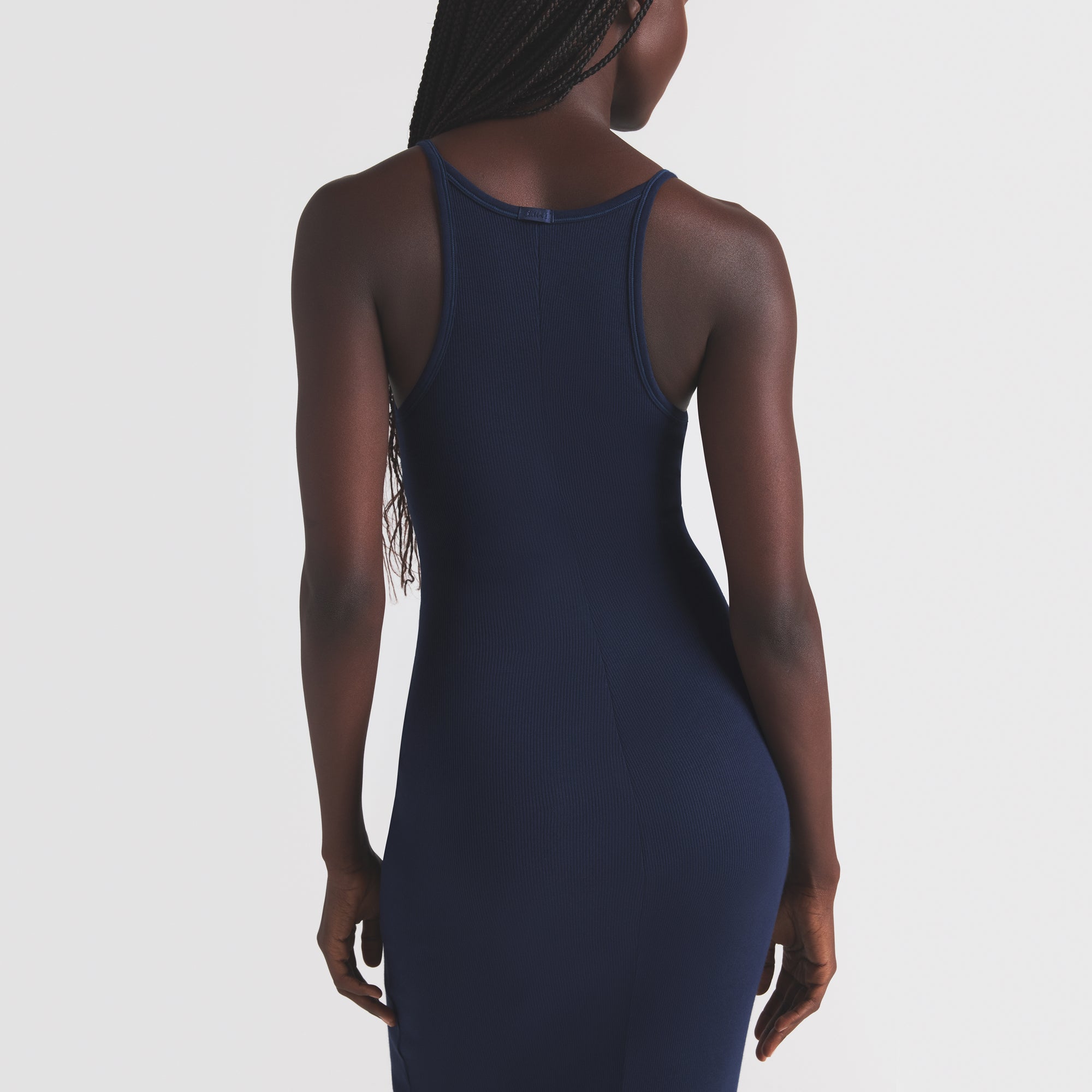 COTTON RIB LONG CAMI DRESS | NAVY - Image 3